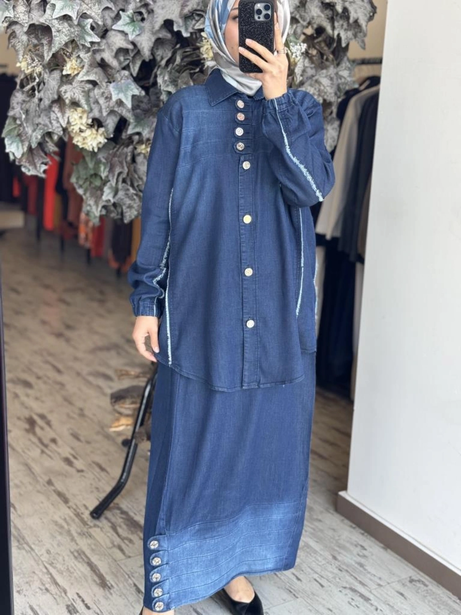 Misswhence Düğme Detaylı Denim Etek Takım 37304