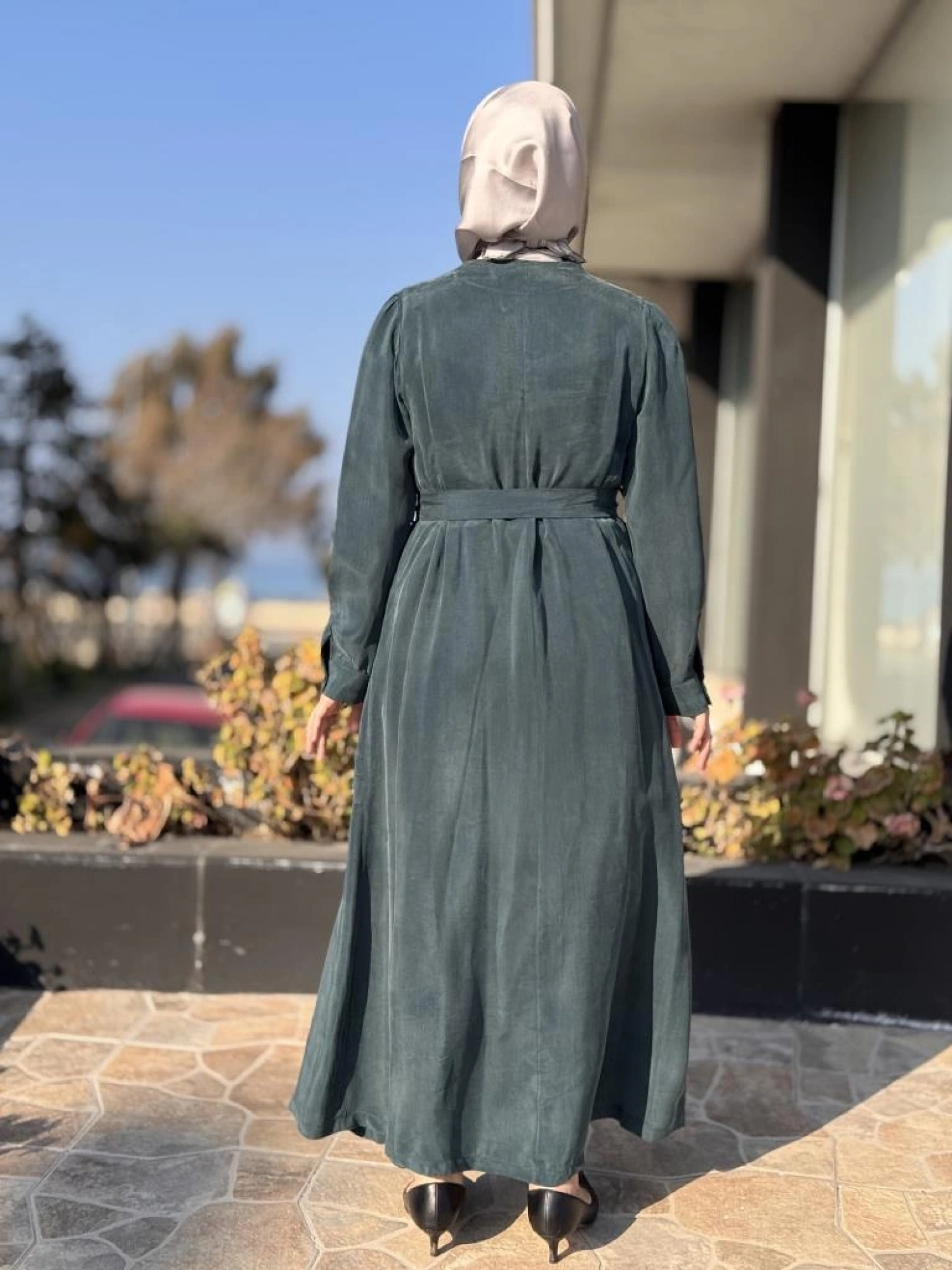 Misswhence Düğme ve Cep Detaylı Cupra İpek Elbise 37805