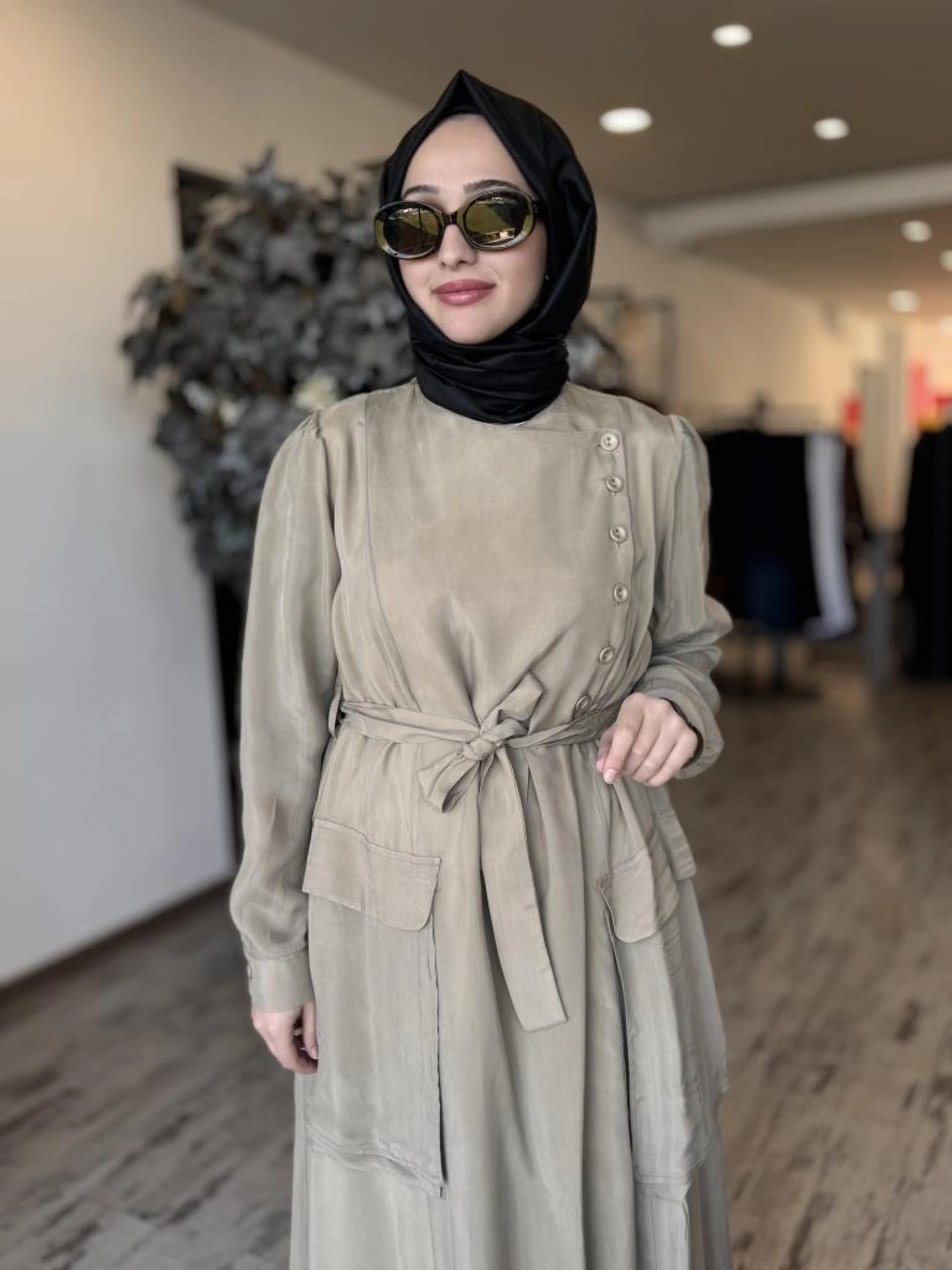 Misswhence Düğme ve Cep Detaylı Cupra İpek Elbise 37805