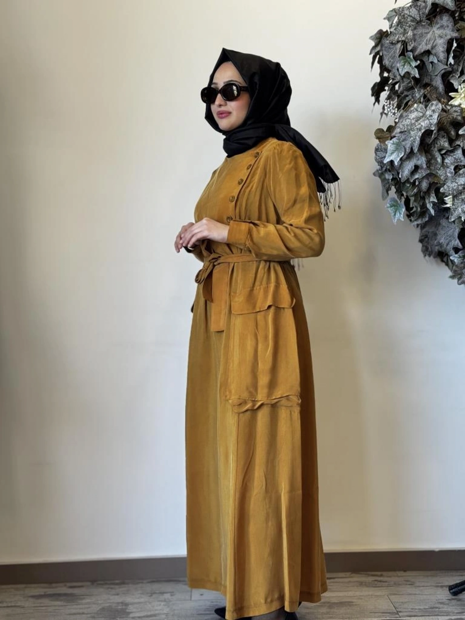 Misswhence Düğme ve Cep Detaylı Cupra İpek Elbise 37805