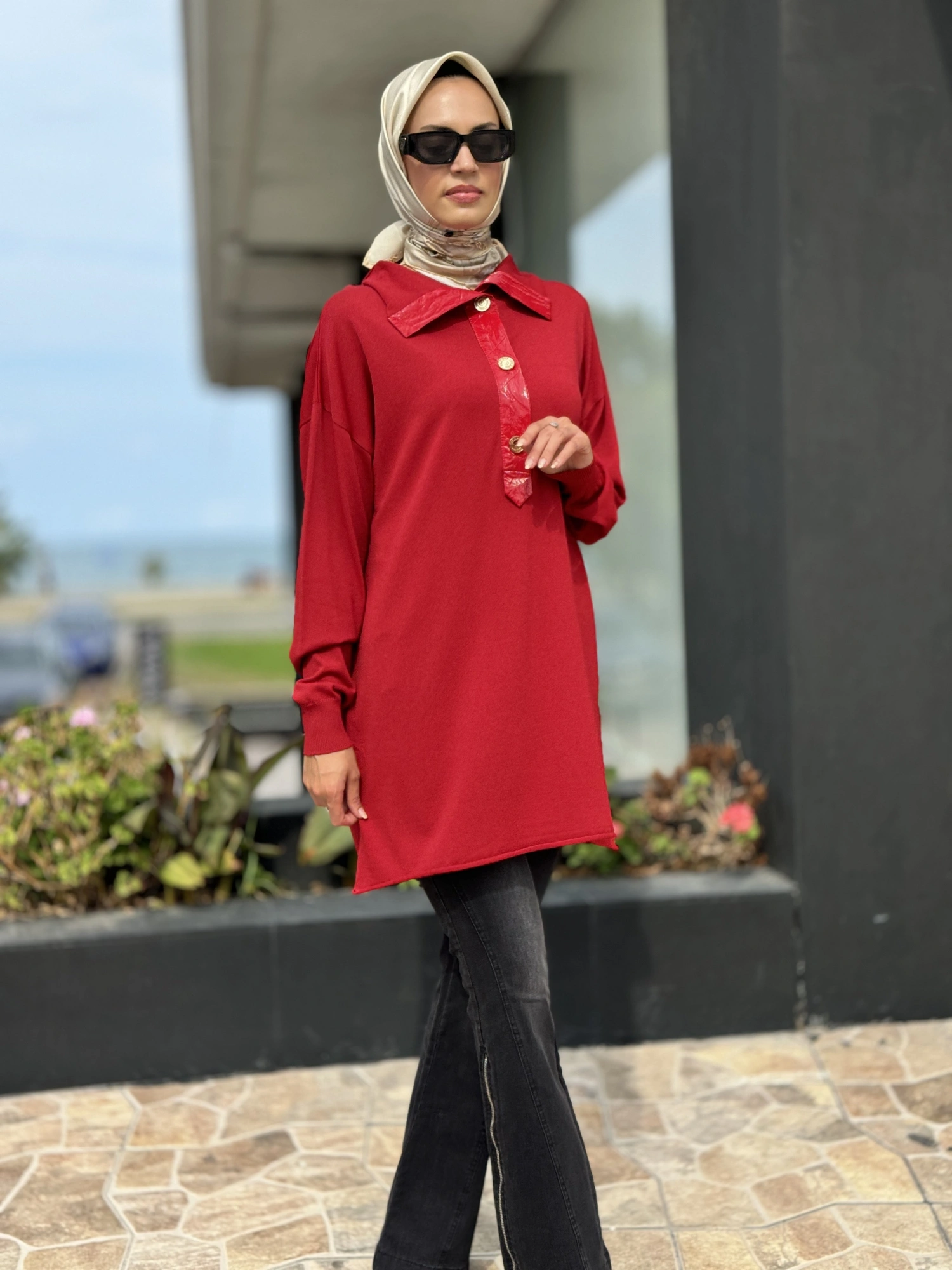 Misswhence Düğmeli Triko Tunik 36016