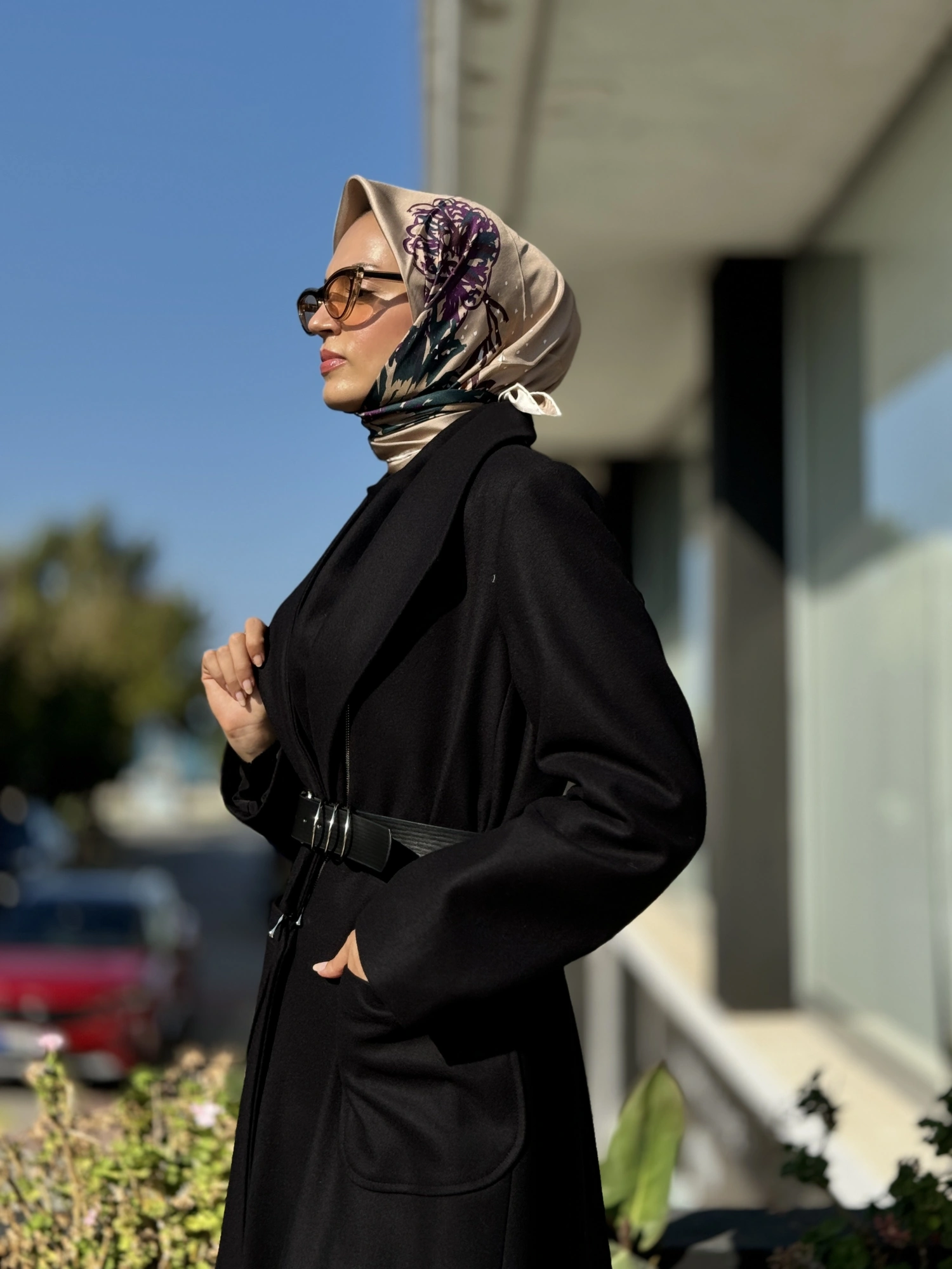 Misswhence Fermuar Detaylı Kemerli Kaşe Kap 36411