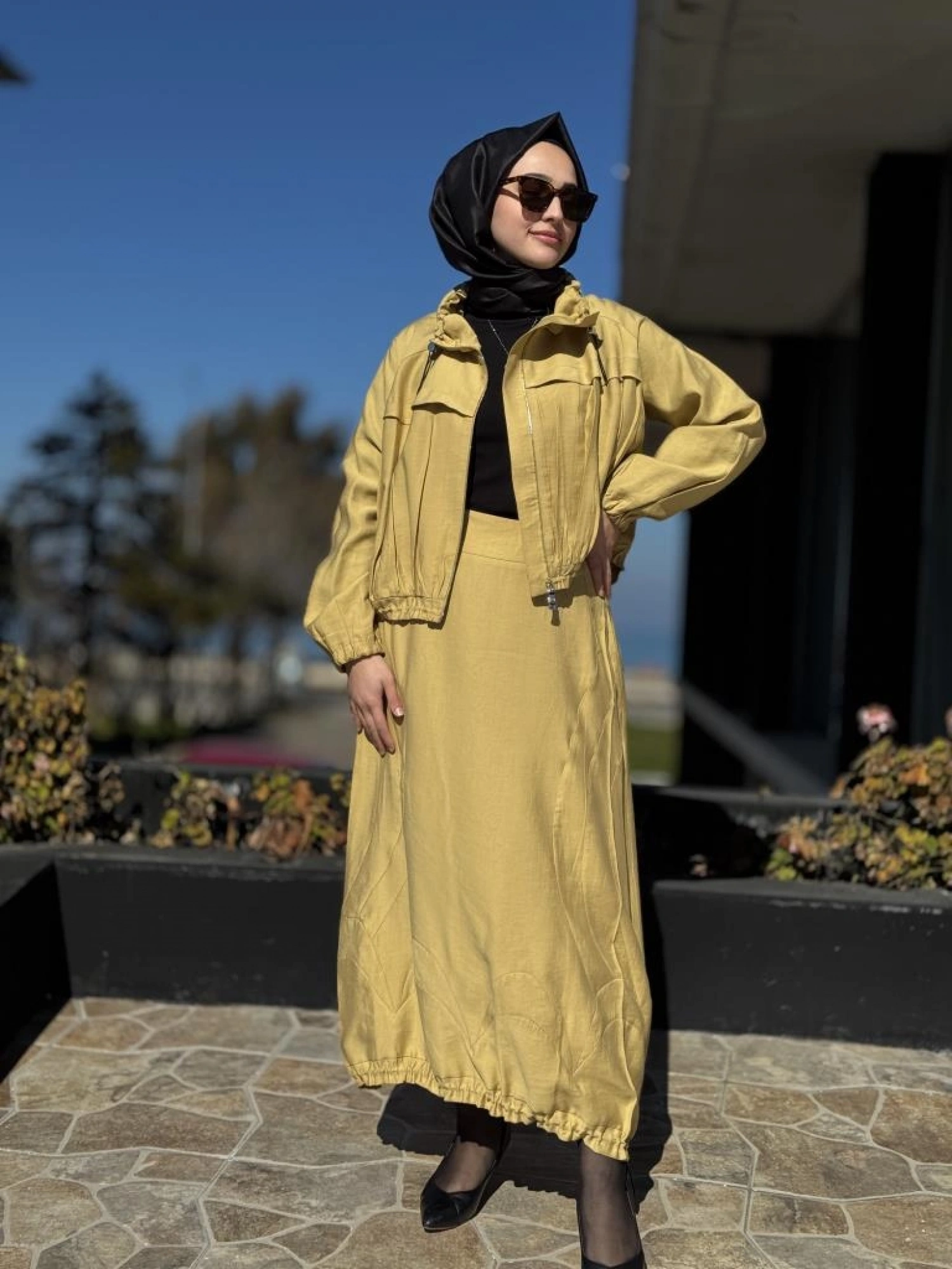 Misswhence Fermuarlı İpek Keten Ceket Etek Takım 37200