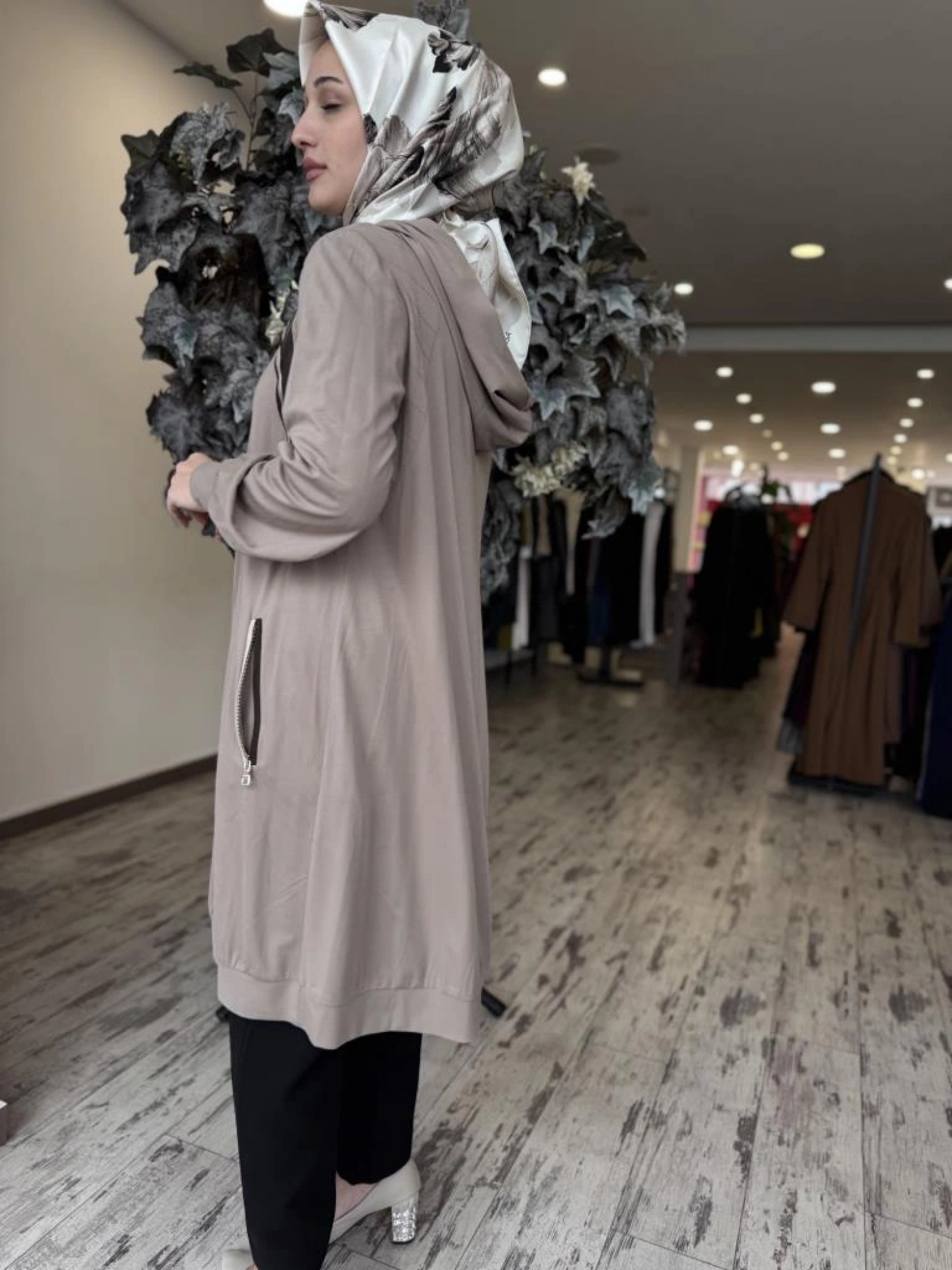 Misswhence Fermuarlı Kapüşonlu Penye Kap/Ceket 37415