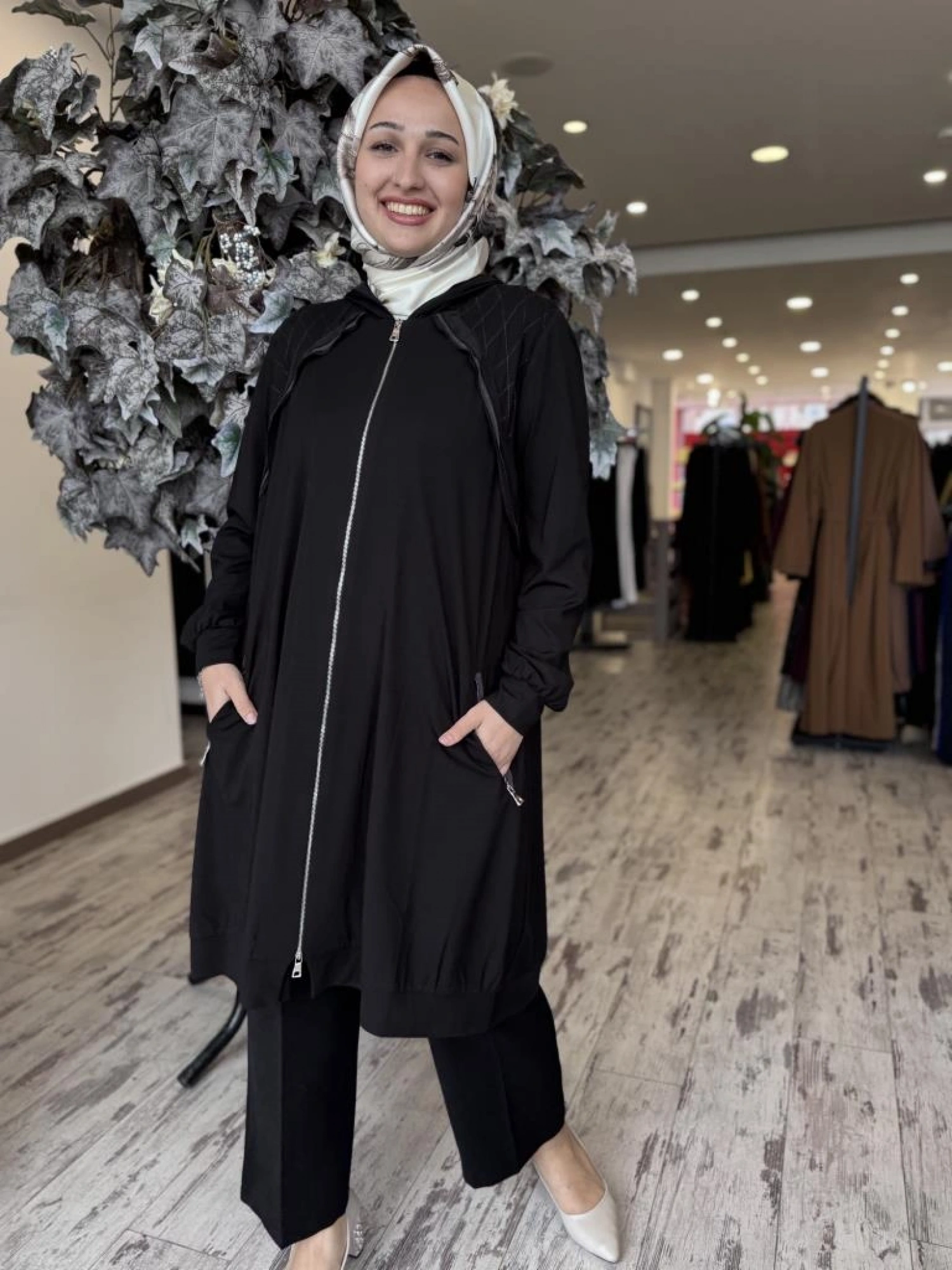 Misswhence Fermuarlı Kapüşonlu Penye Kap/Ceket 37415