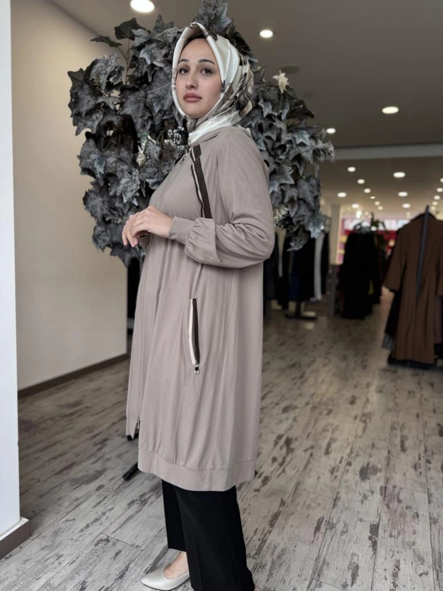 Misswhence Fermuarlı Kapüşonlu Penye Kap/Ceket 37415