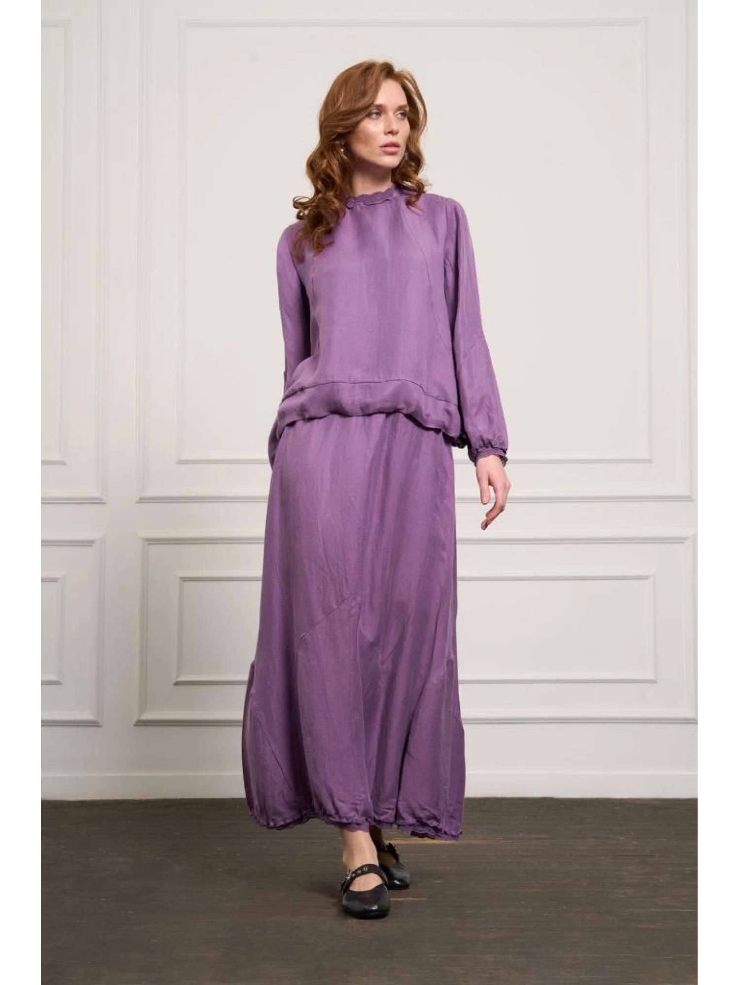 Misswhence Fistolu İpek Keten Bluz Etek Takım 37000