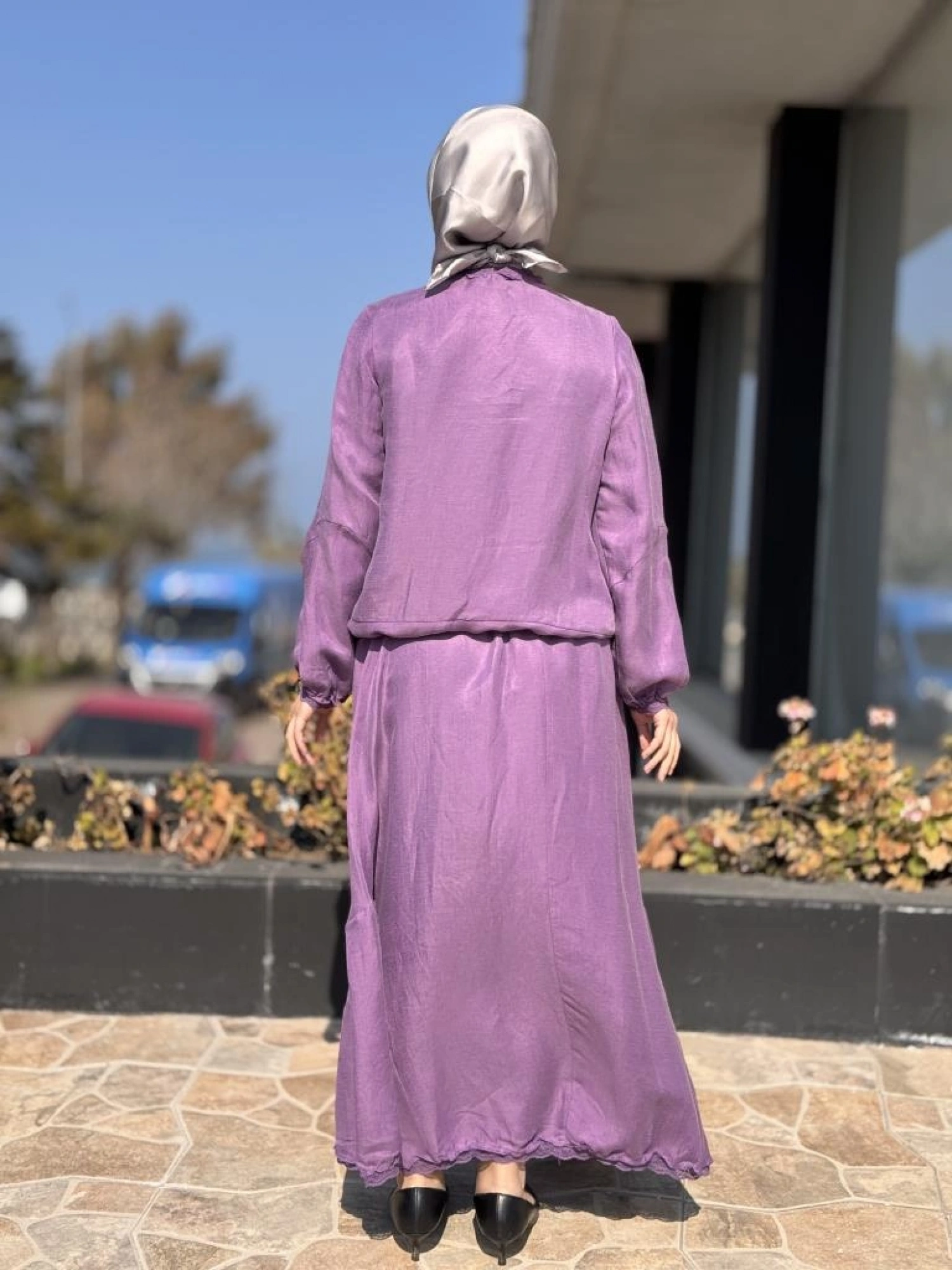 Misswhence Fistolu İpek Keten Bluz Etek Takım 37000