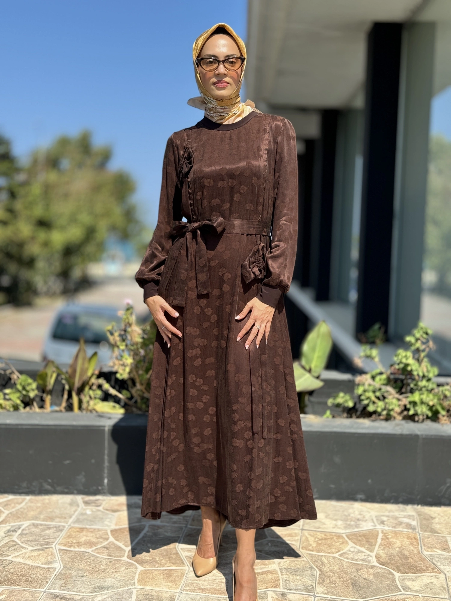 Misswhence Gül Detaylı İpek Elbise 36800