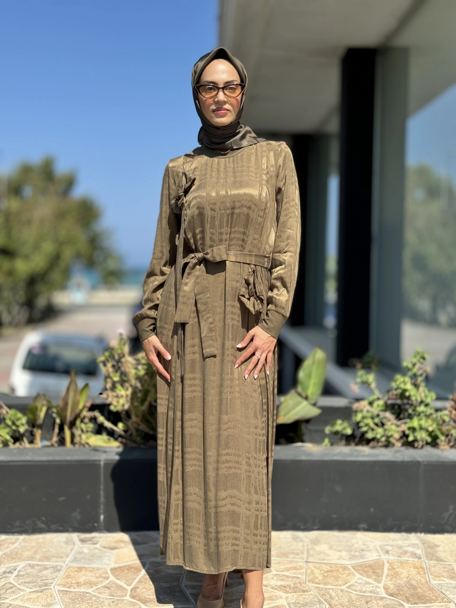 Misswhence Gül Detaylı İpek Elbise 36800