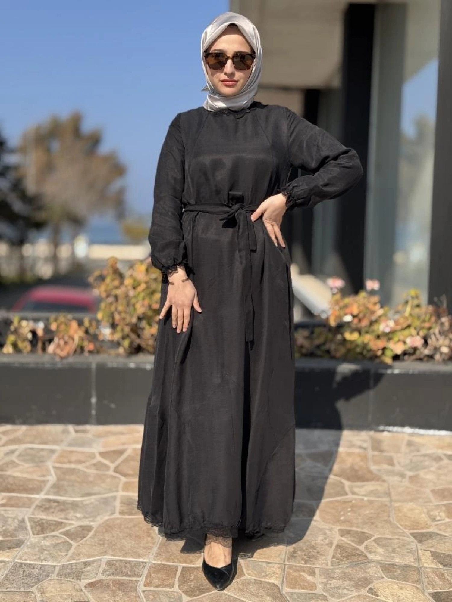 Misswhence Güpür Detaylı İpek Keten Elbise 37831