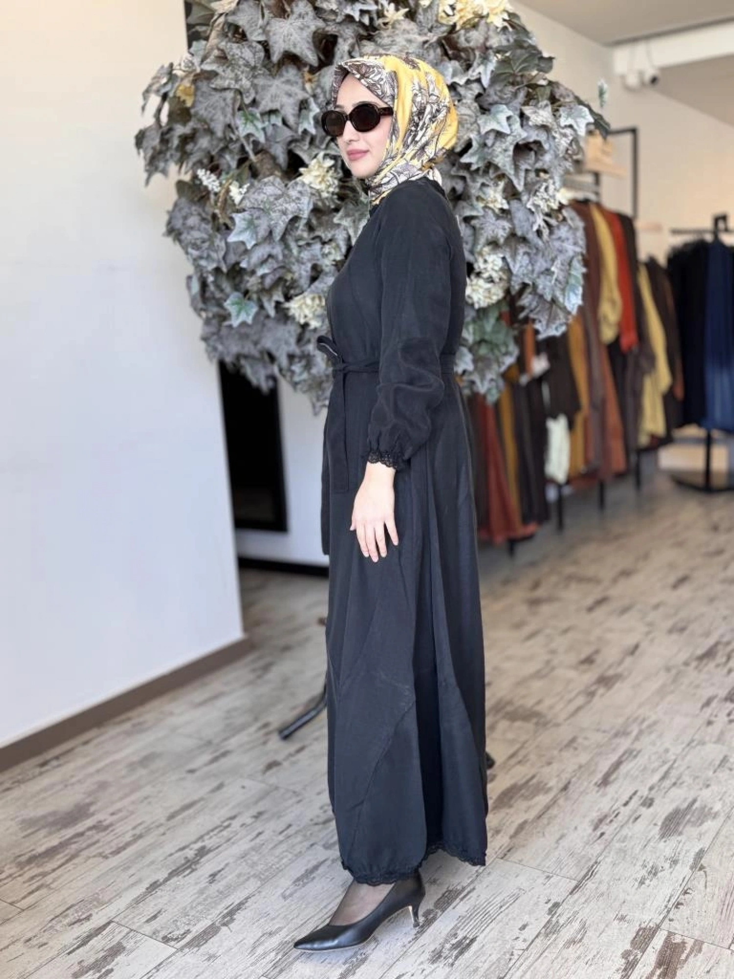 Misswhence Güpür Detaylı İpek Keten Elbise 37831