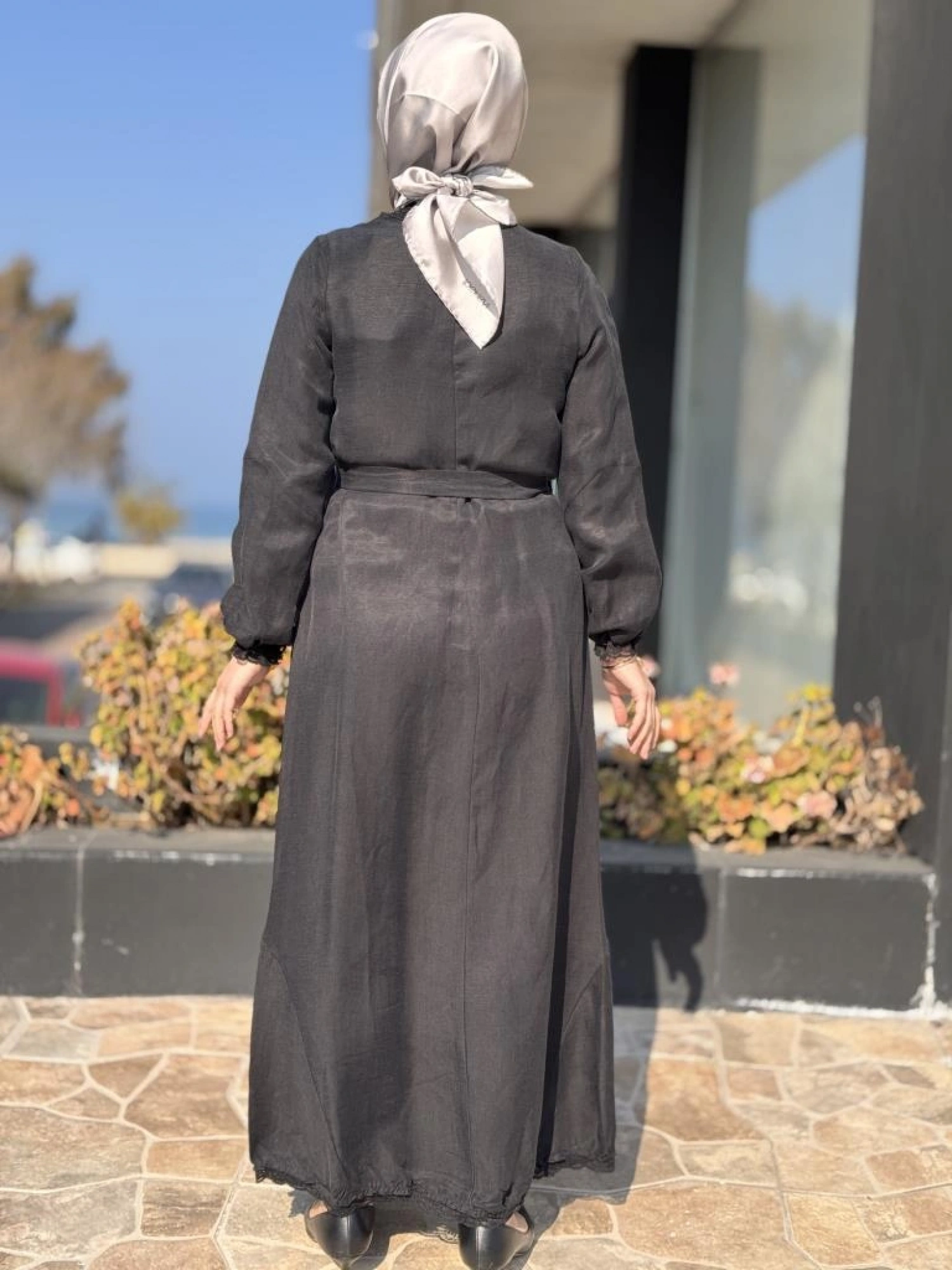 Misswhence Güpür Detaylı İpek Keten Elbise 37831