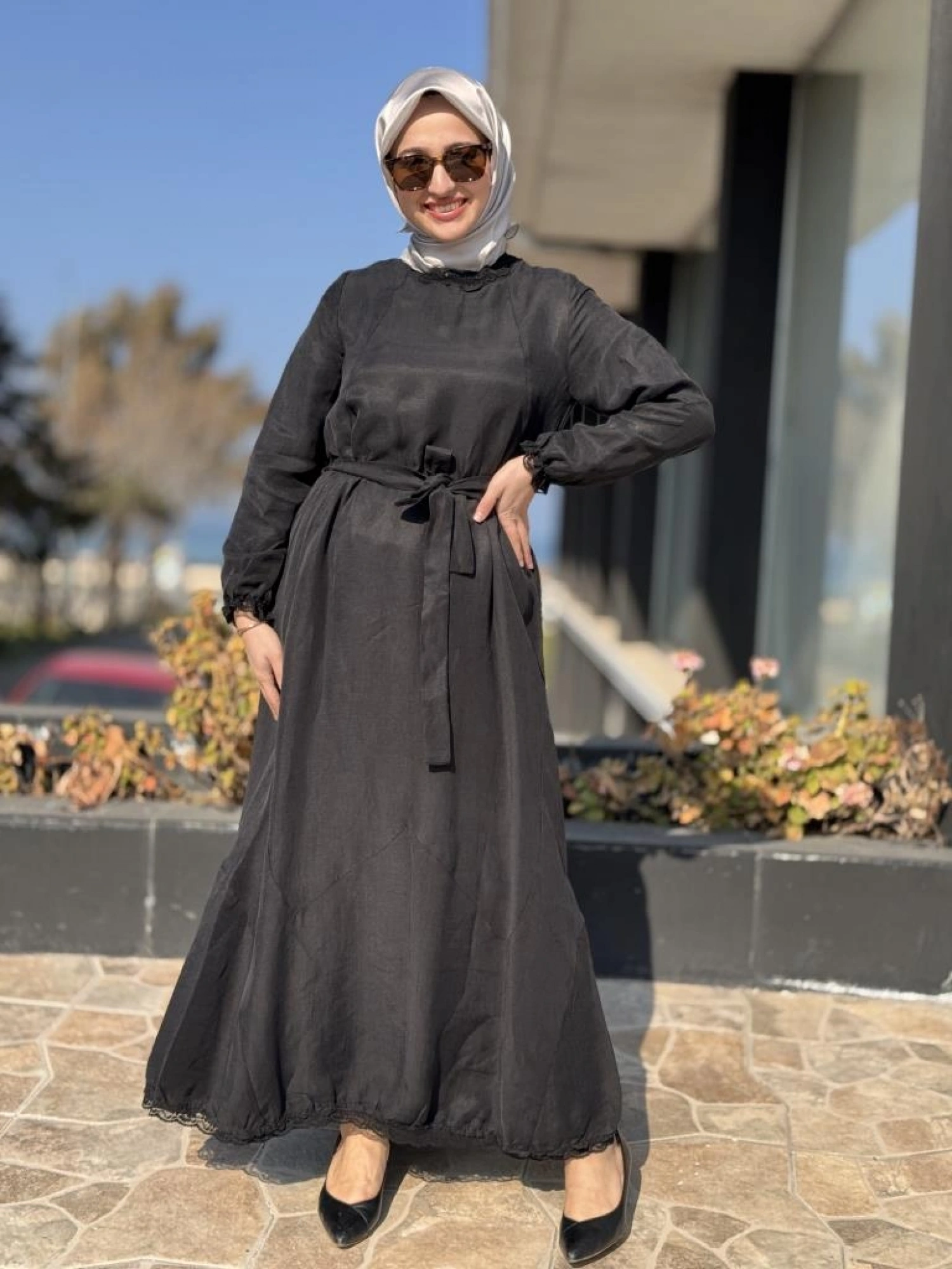 Misswhence Güpür Detaylı İpek Keten Elbise 37831