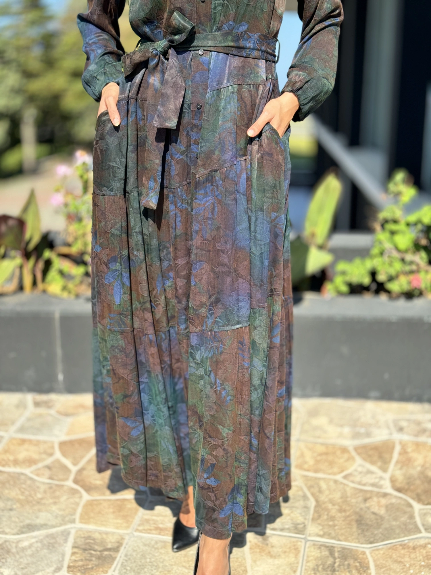 Misswhence Jakarlı Desenli İpek Gömlek Elbise 36515