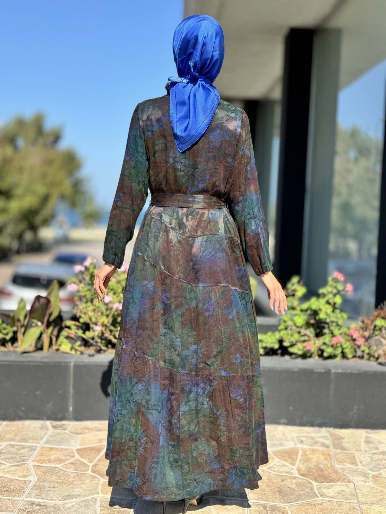 Misswhence Jakarlı Desenli İpek Gömlek Elbise 36515