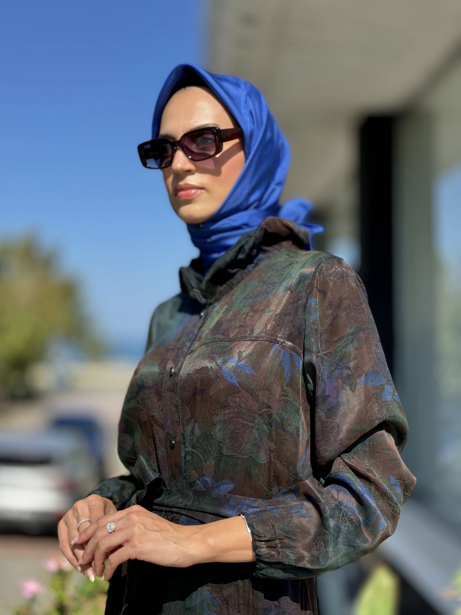 Misswhence Jakarlı Desenli İpek Gömlek Elbise 36515