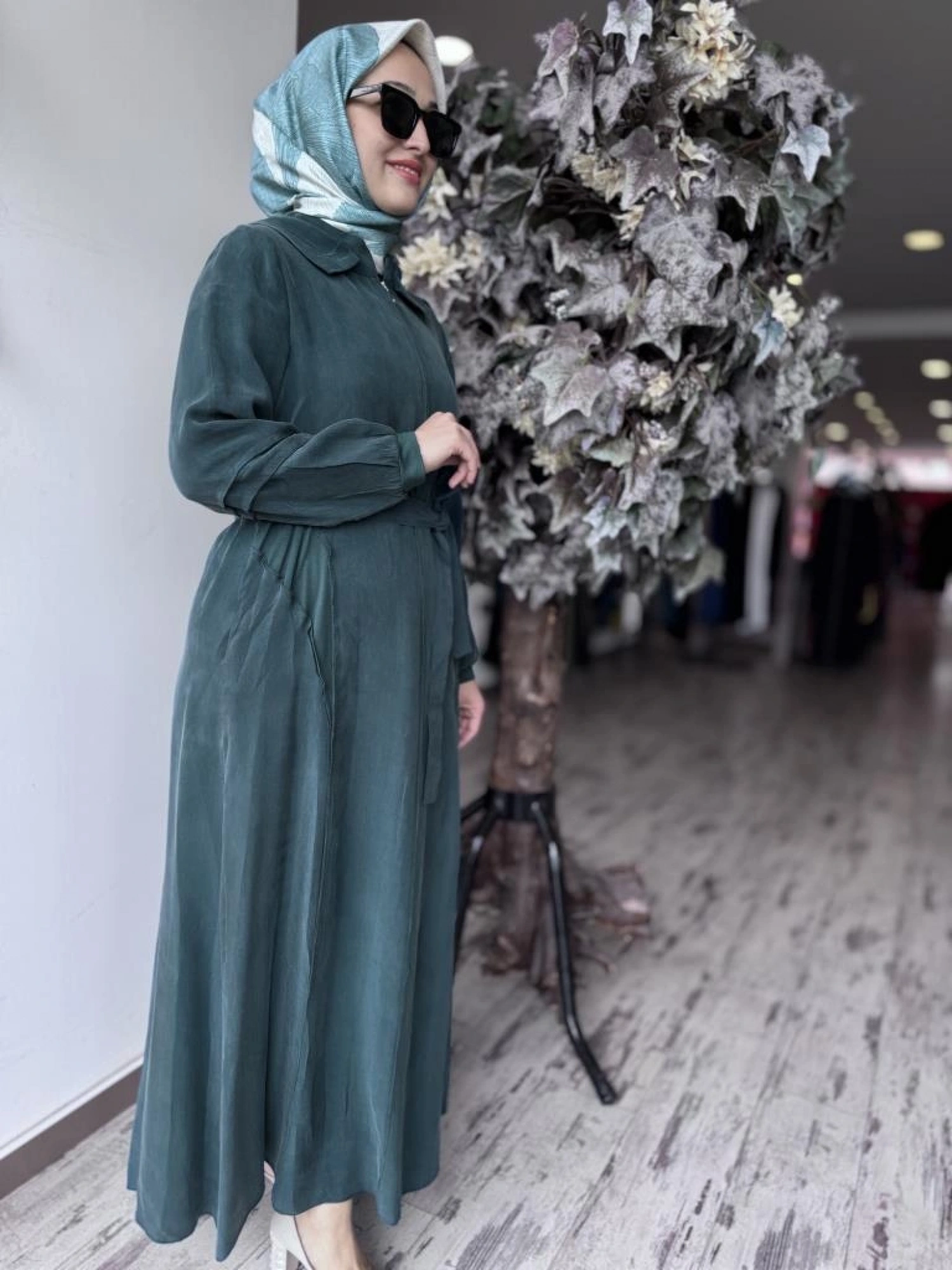 Misswhence Kapüşonlu Cupra İpek Elbise 37811