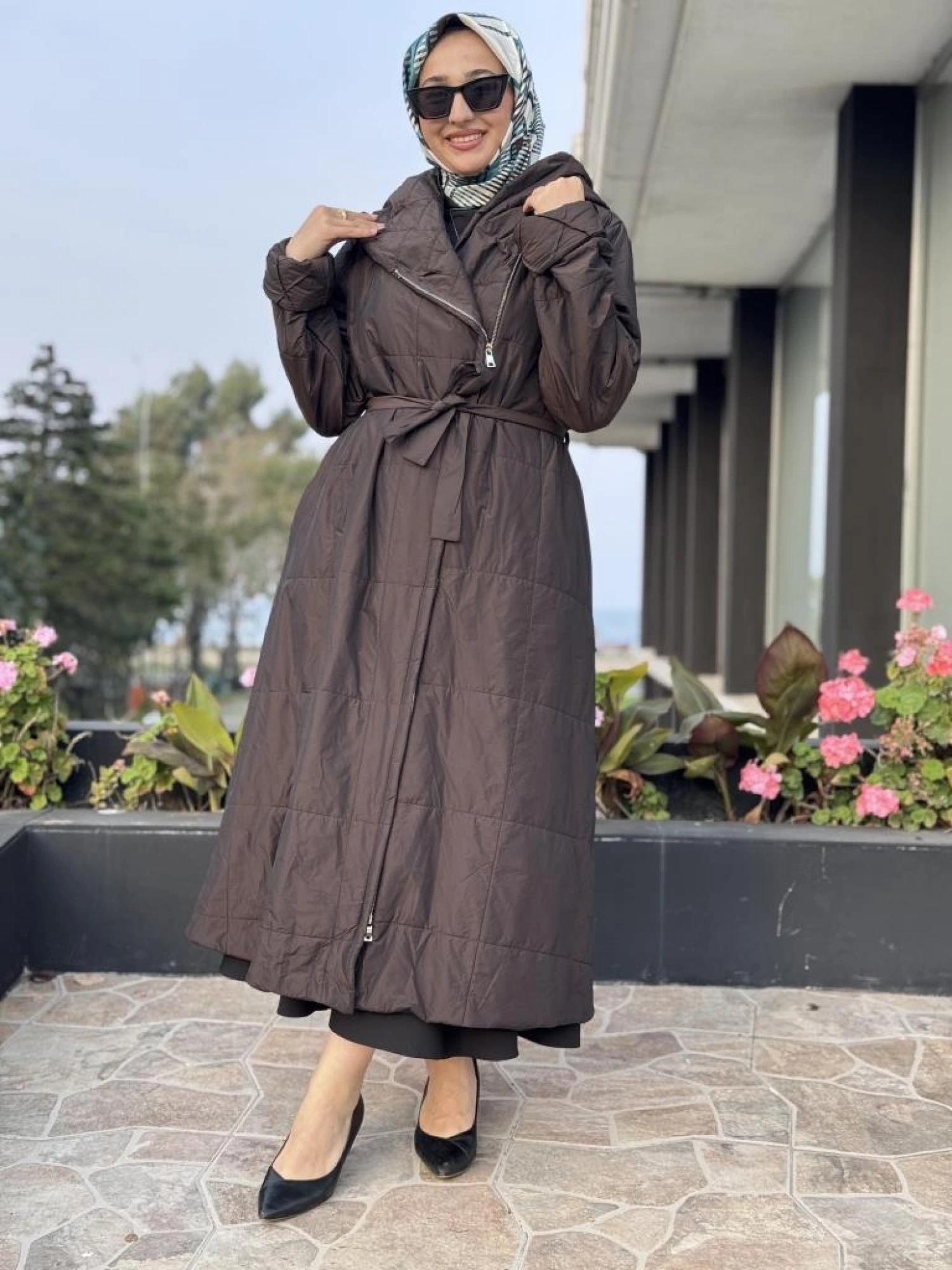 Misswhence Kapüşonlu Fermuarlı Kapitone Pardesü 38513