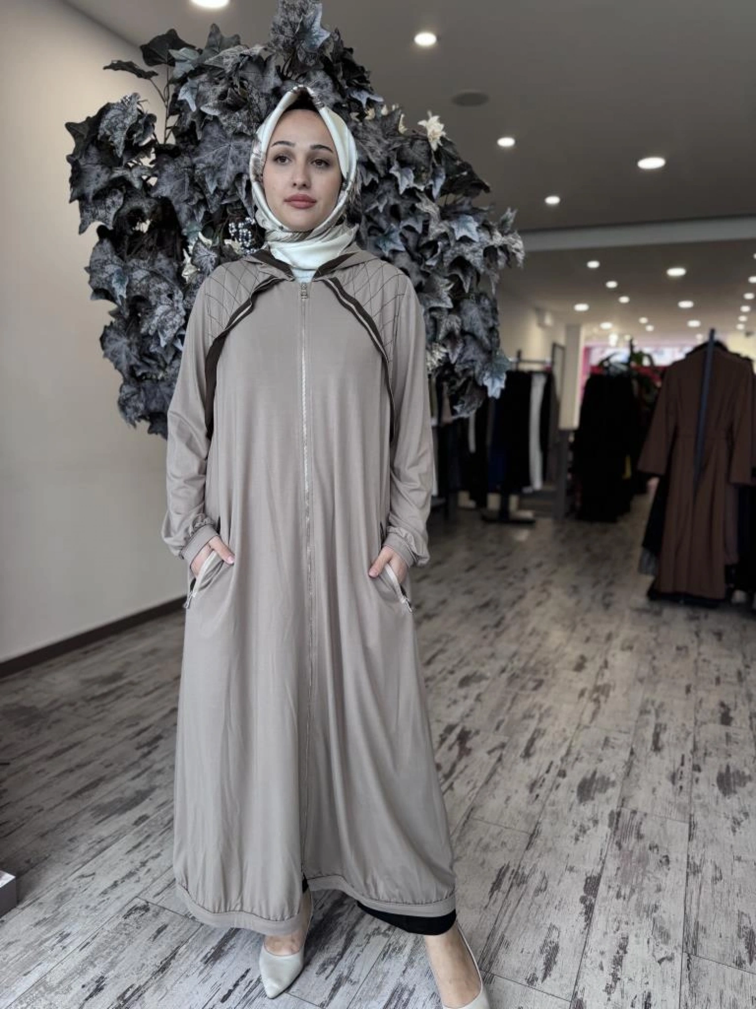 Misswhence Kapüşonlu Fermuarlı Penye Pardesü 37525