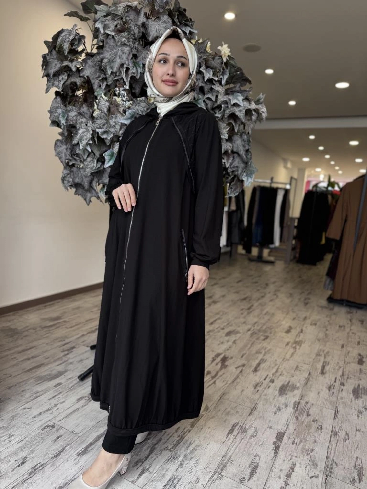 Misswhence Kapüşonlu Fermuarlı Penye Pardesü 37525