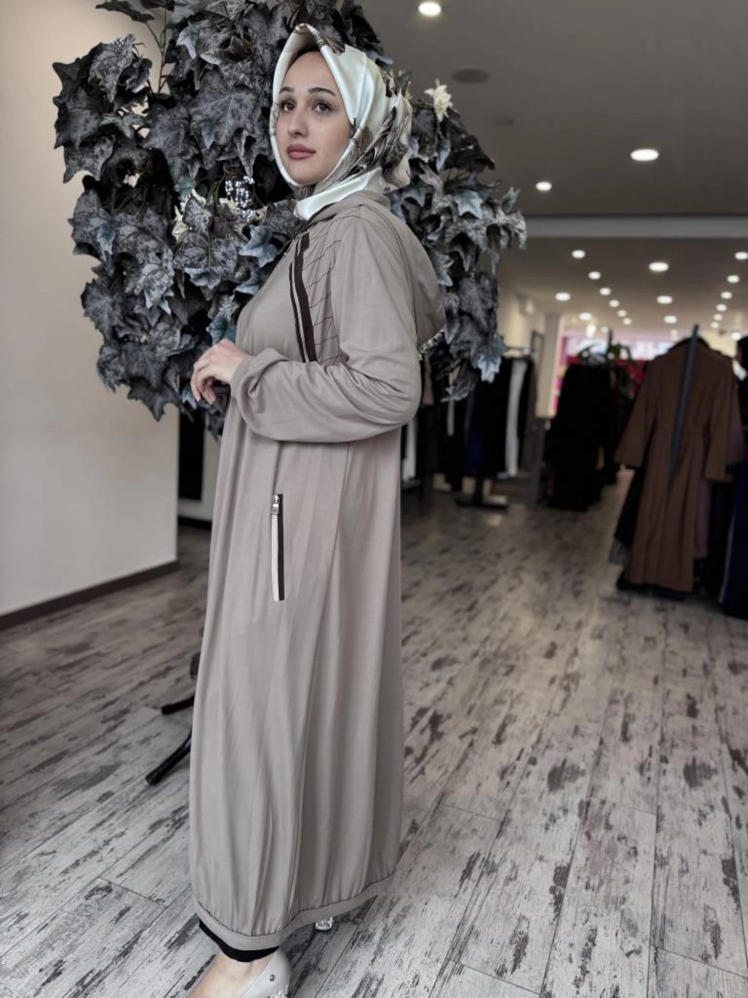 Misswhence Kapüşonlu Fermuarlı Penye Pardesü 37525