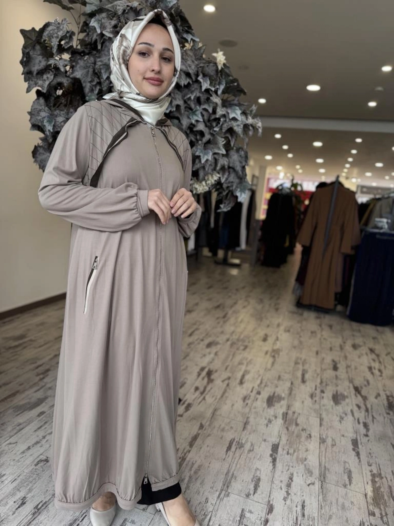 Misswhence Kapüşonlu Fermuarlı Penye Pardesü 37525