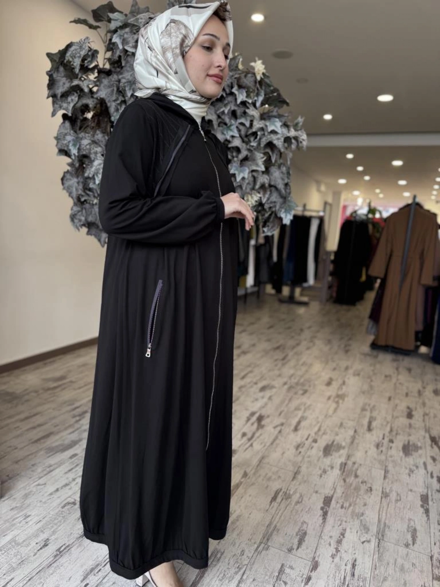 Misswhence Kapüşonlu Fermuarlı Penye Pardesü 37525