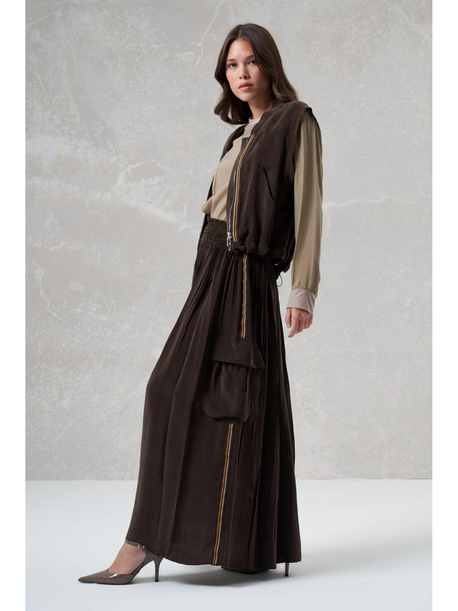 Misswhence Kargo Cepli Cupra İpek Etek 35912