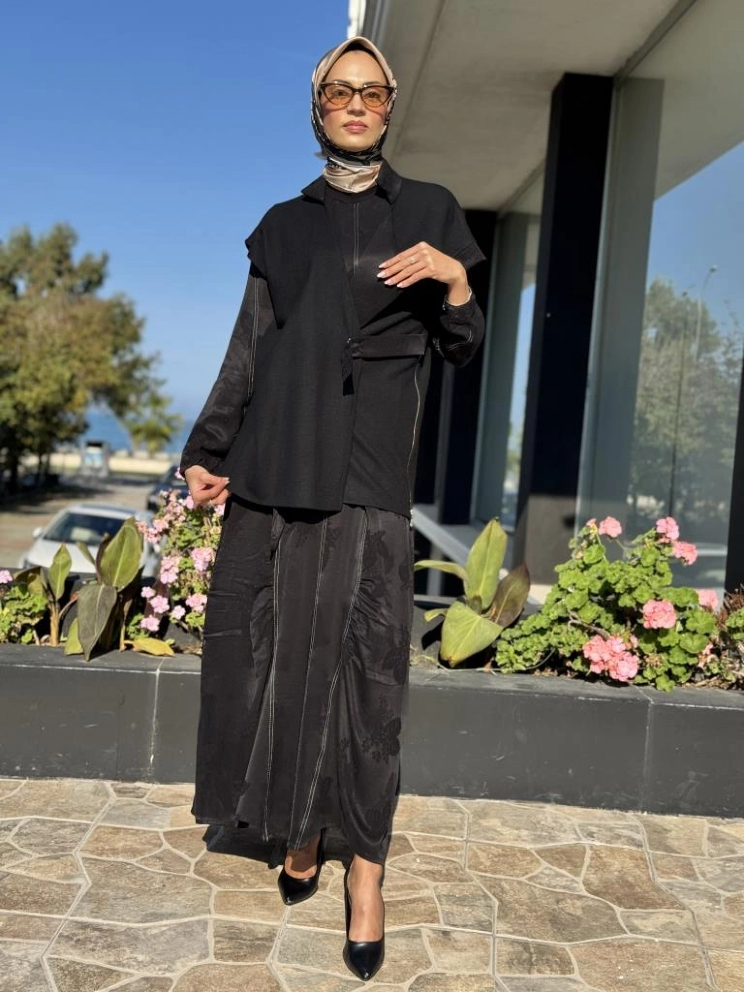 Misswhence Keçe Yelekli Cupra İpek Elbise 36819