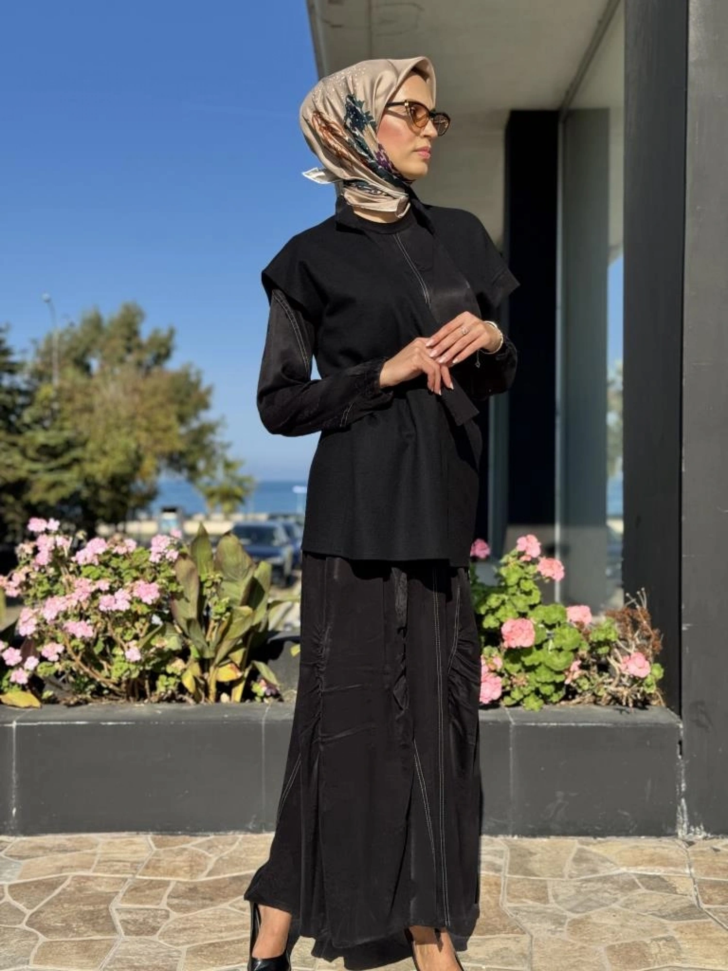 Misswhence Keçe Yelekli Cupra İpek Elbise 36819