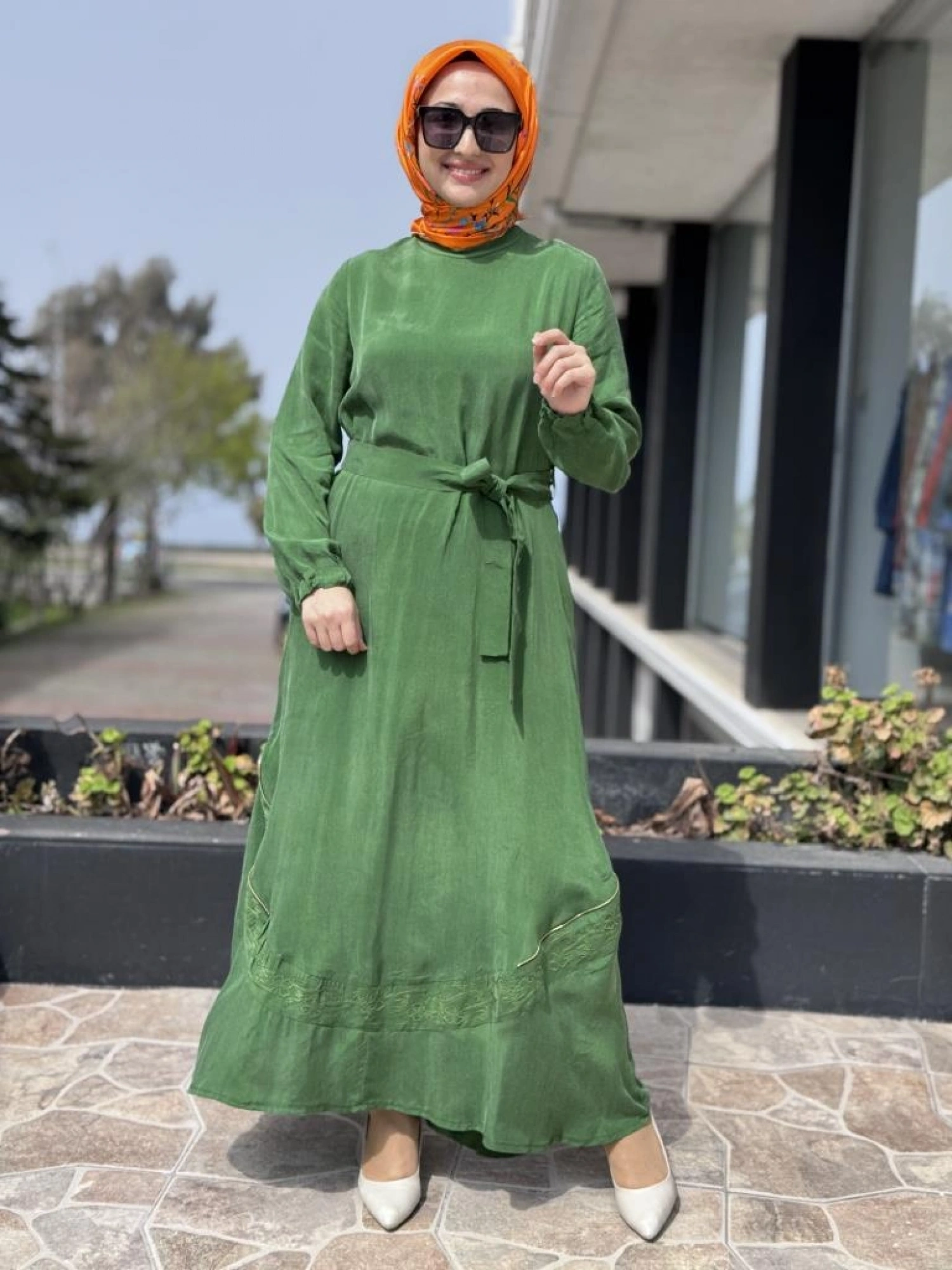 Misswhence Nakış ve Fermuar Detaylı Cupra İpek Elbise 37800