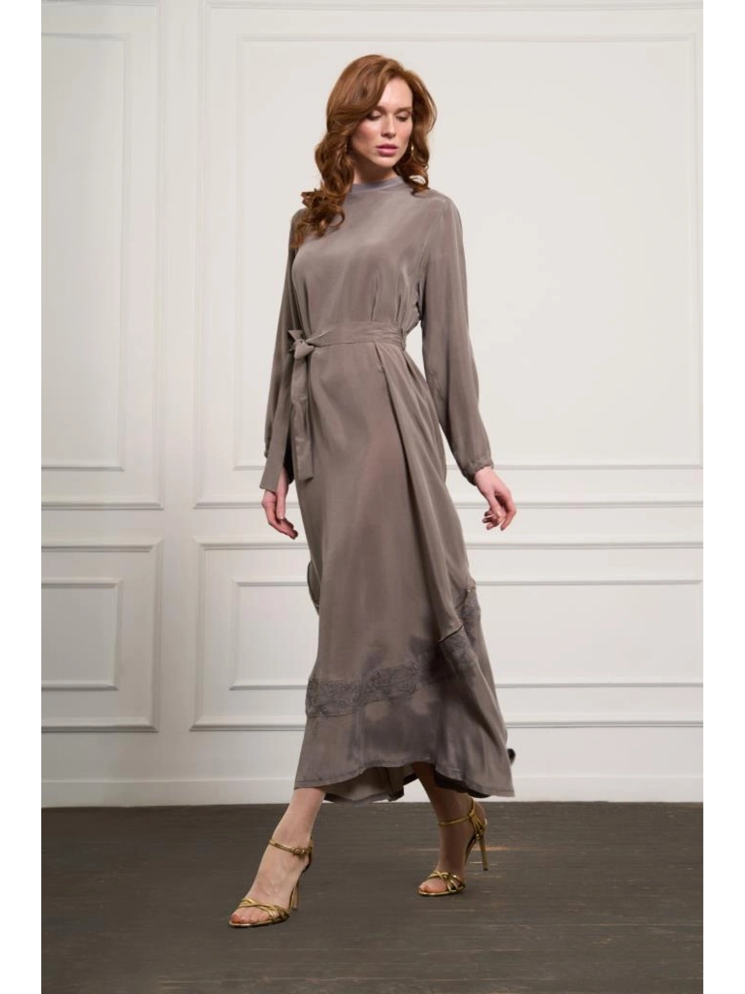 Misswhence Nakış ve Fermuar Detaylı Cupra İpek Elbise 37800