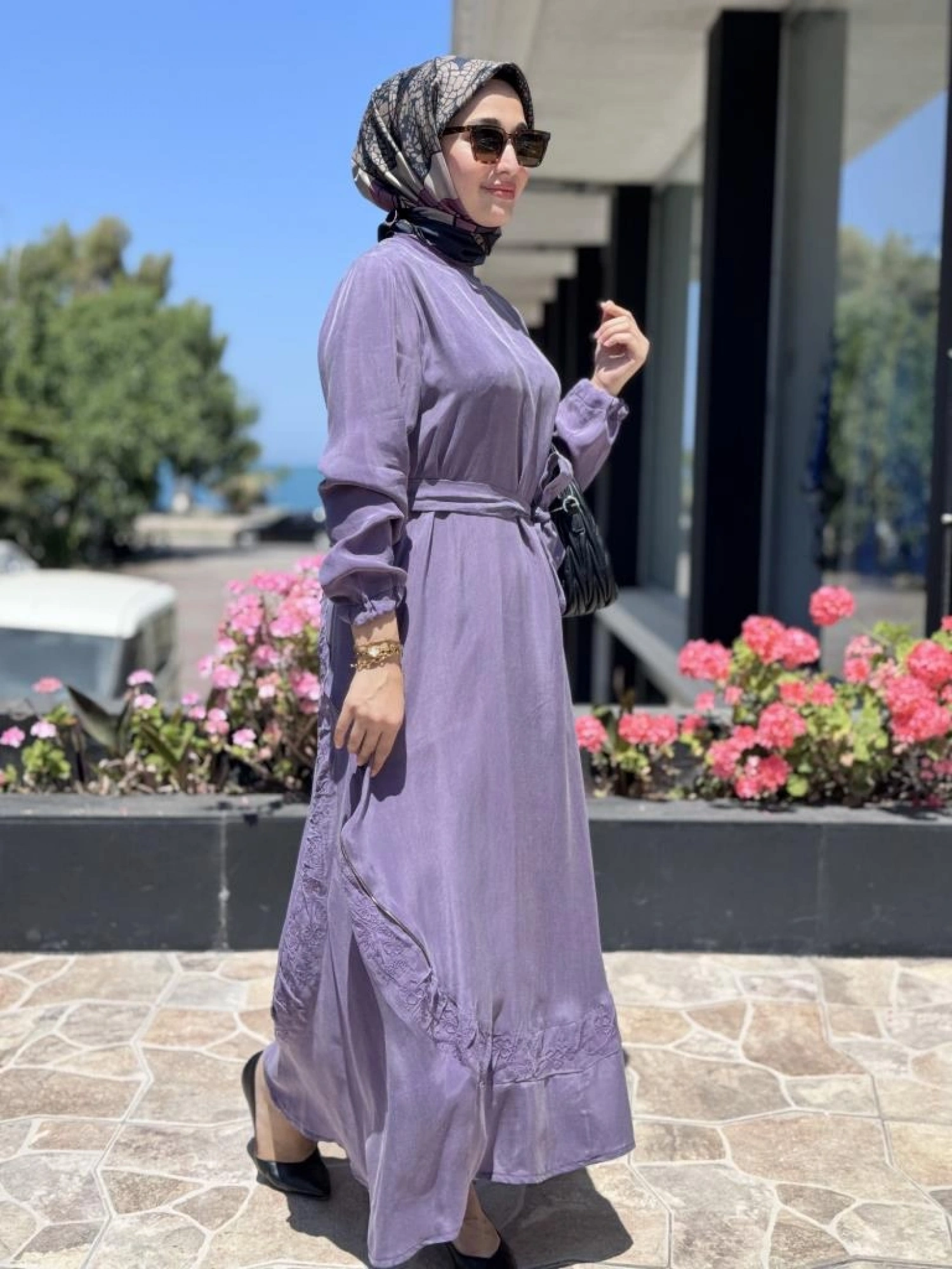 Misswhence Nakış ve Fermuar Detaylı Cupra İpek Elbise 37800