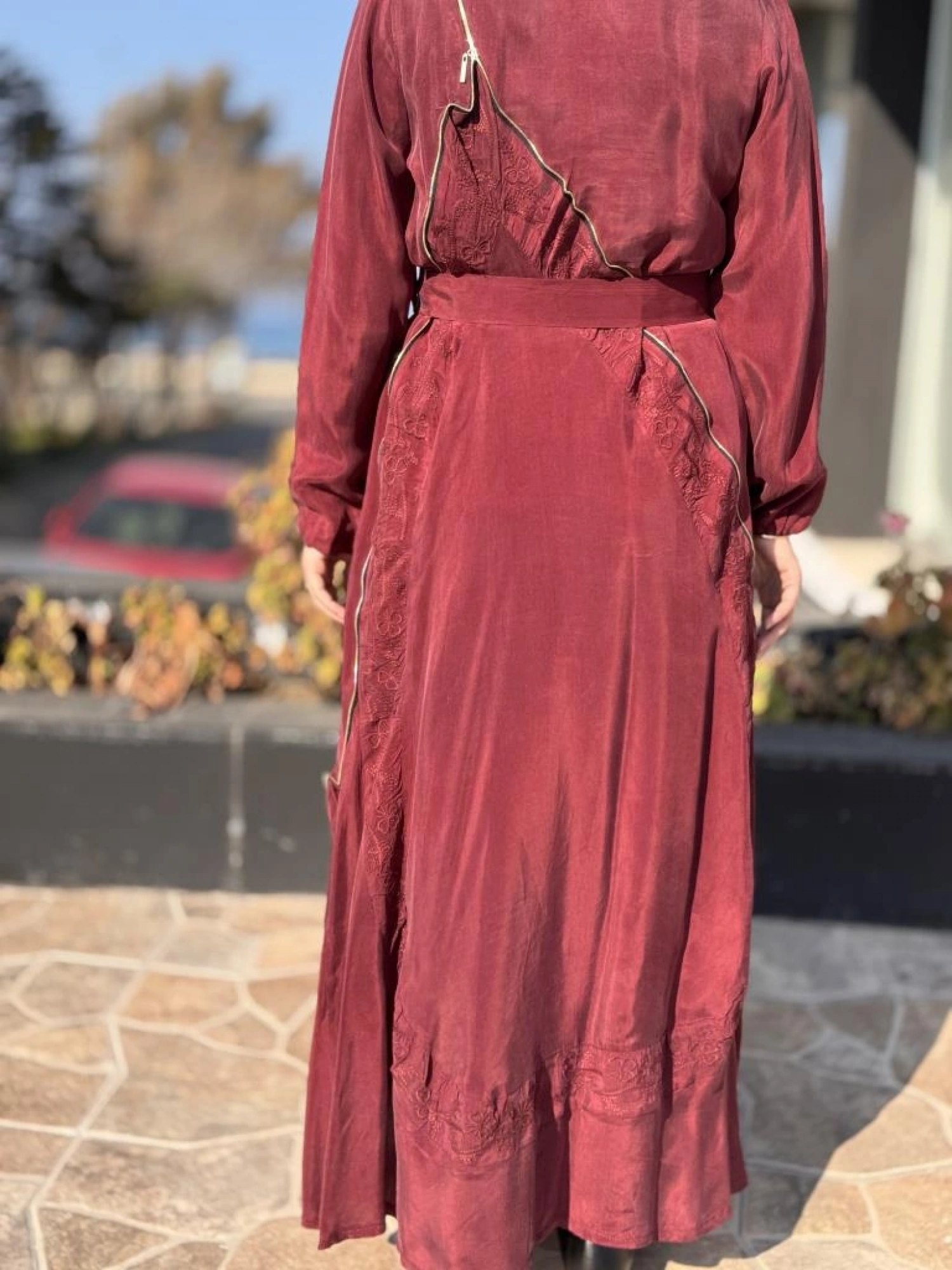 Misswhence Nakış ve Fermuar Detaylı Cupra İpek Elbise 37800