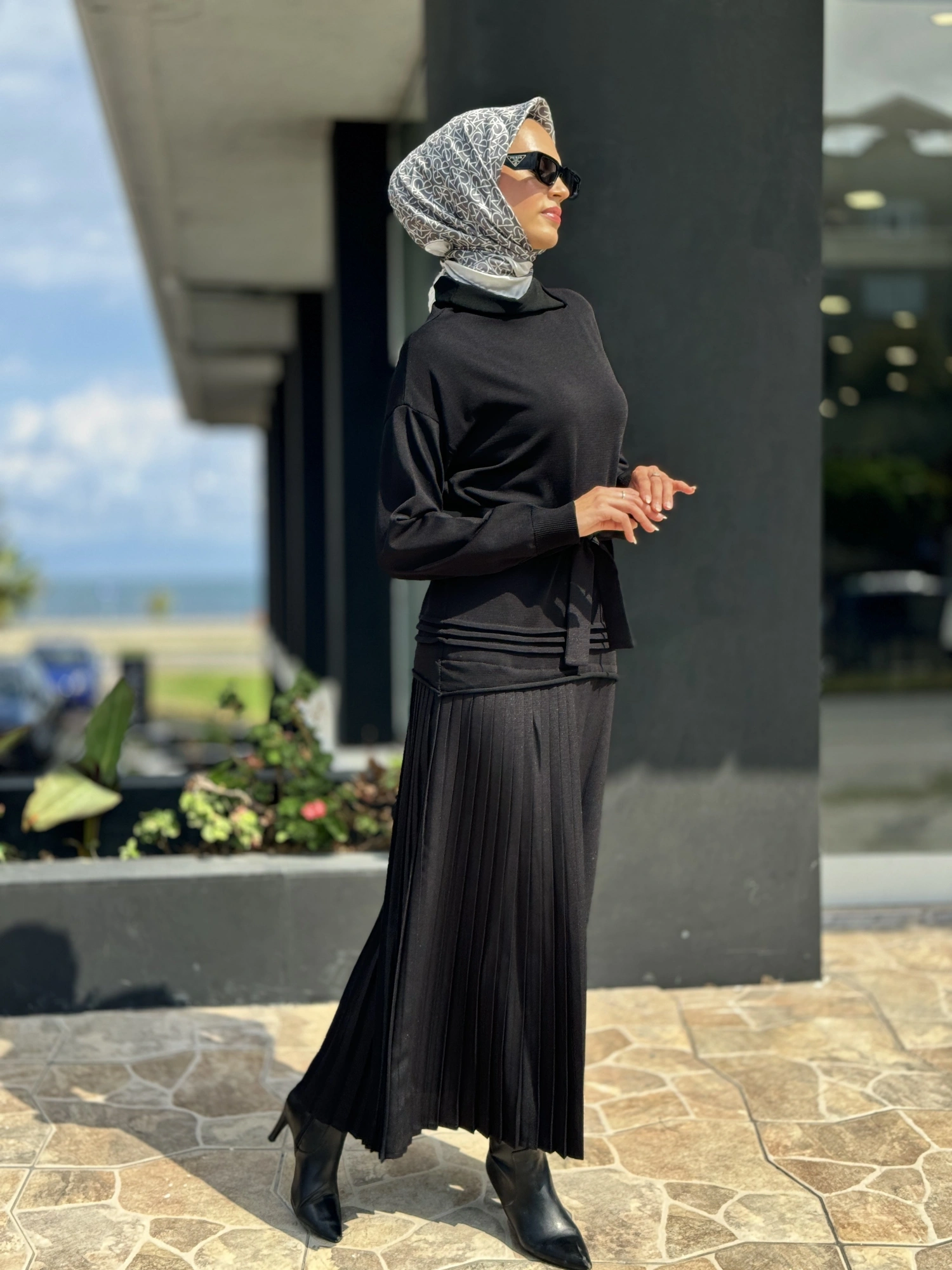 Misswhence Pliseli Triko Elbise 36813