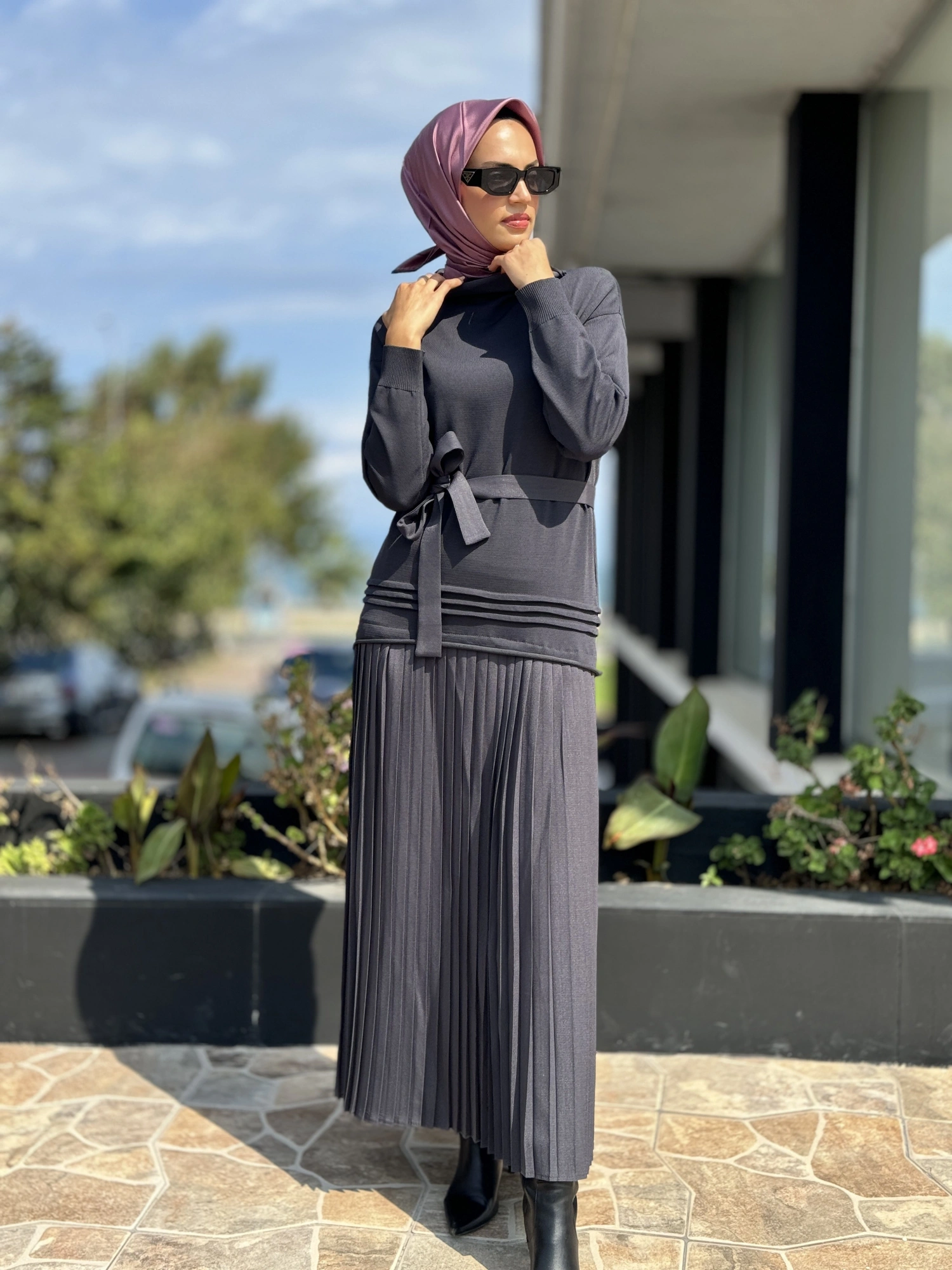 Misswhence Pliseli Triko Elbise 36813