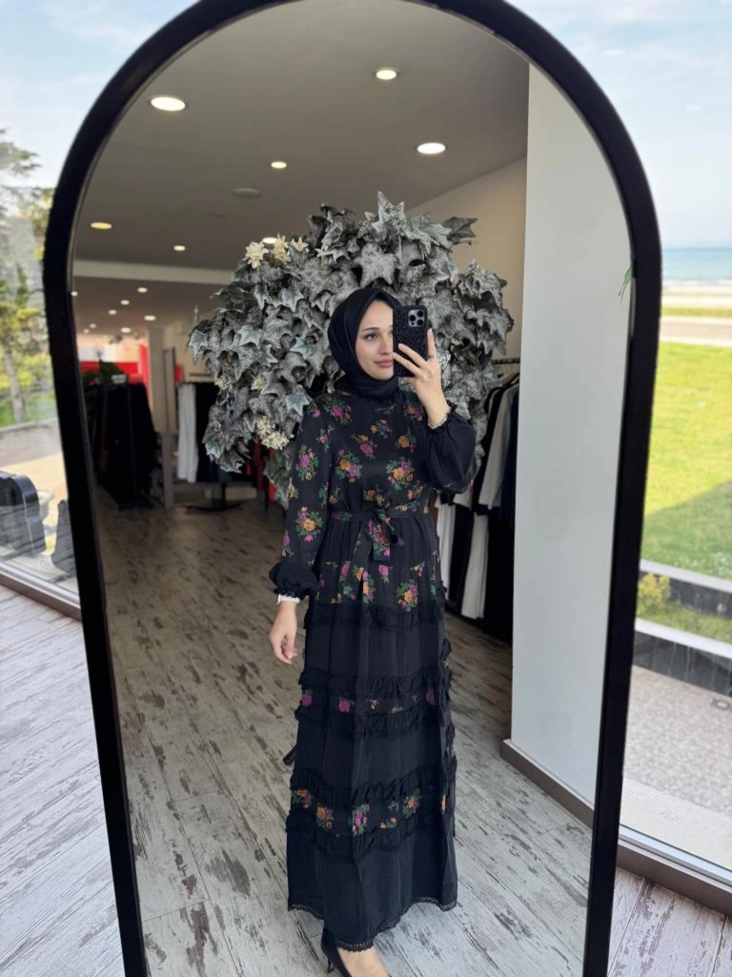 Misswhence Renkli Desenli Cupra İpek Elbise 37818D