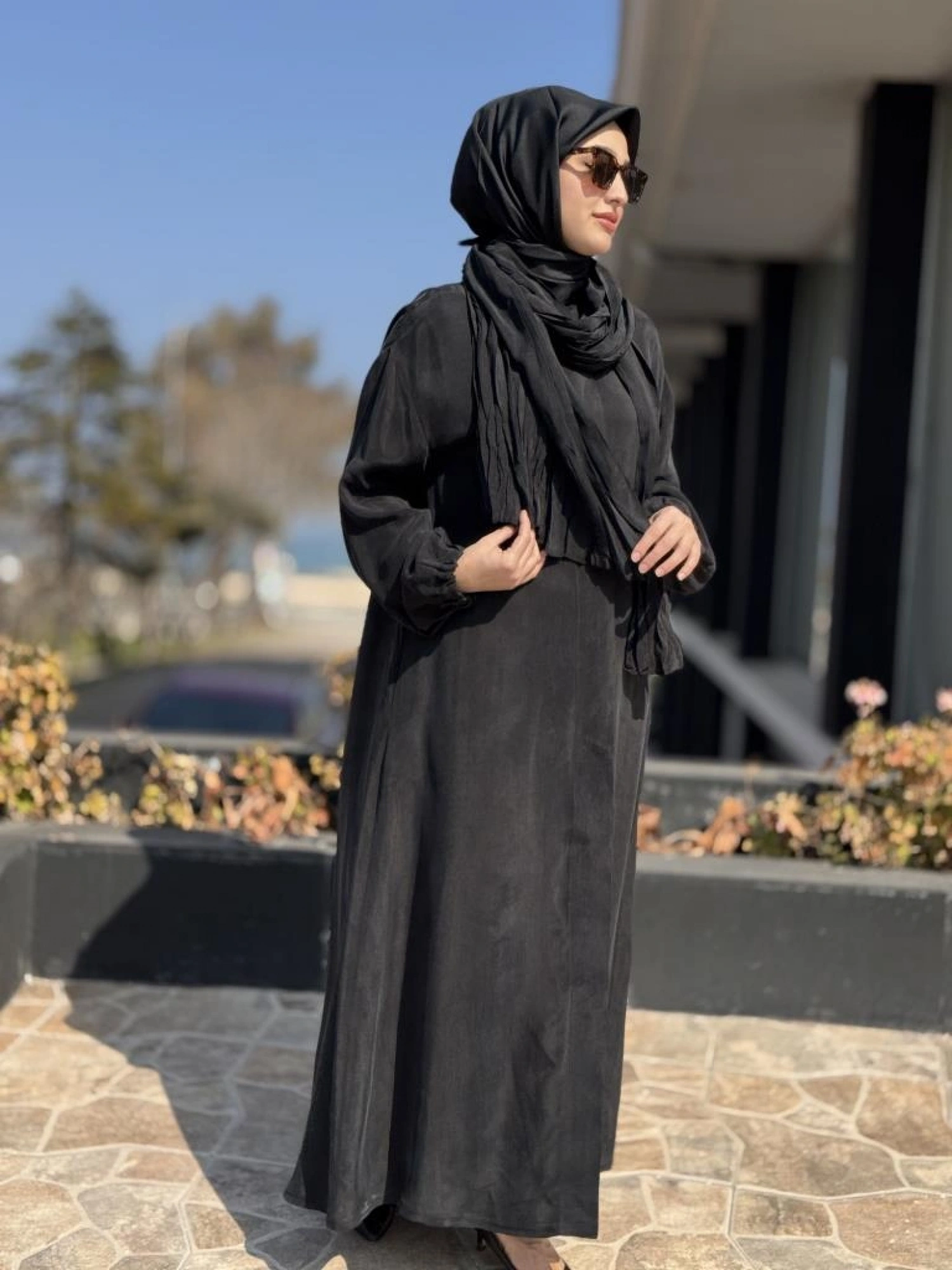 Misswhence Şal Detaylı Kapama Çıtçıtlı Cupra İpek Pardesü 37514