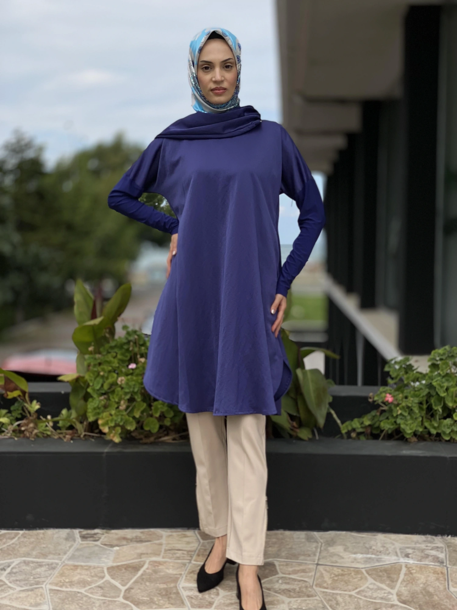 Misswhence Sırtı Fermuarlı Şal Yaka Viscon Tunik 34030