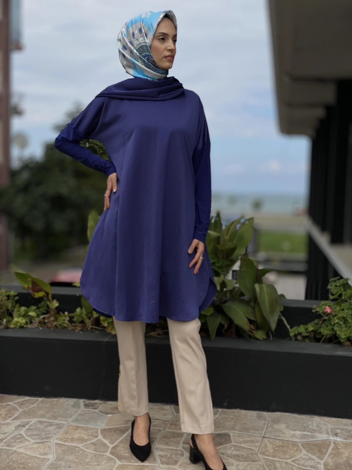 Misswhence Sırtı Fermuarlı Şal Yaka Viscon Tunik 34030