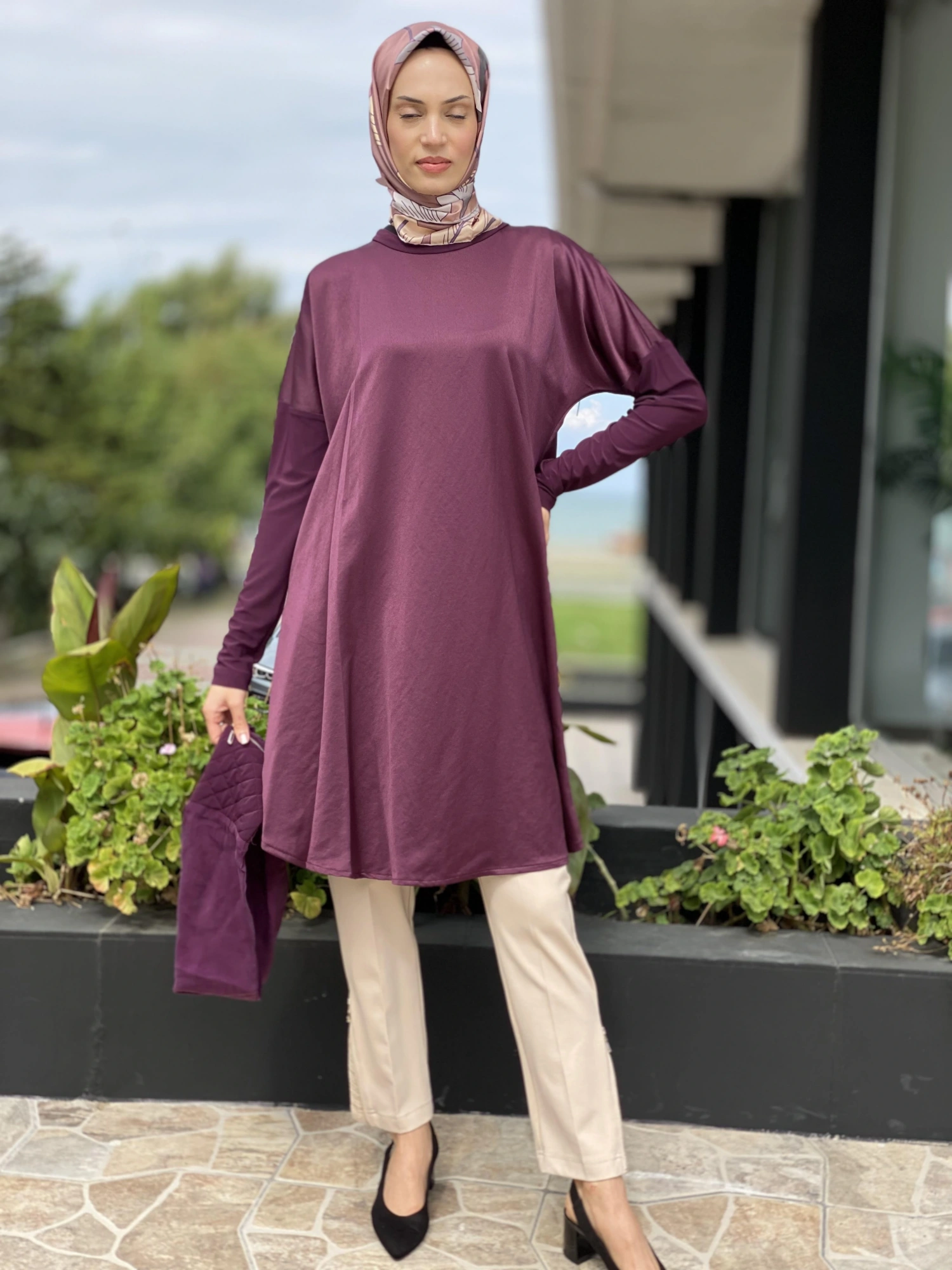 Misswhence Sırtı Fermuarlı Şal Yaka Viscon Tunik 34030