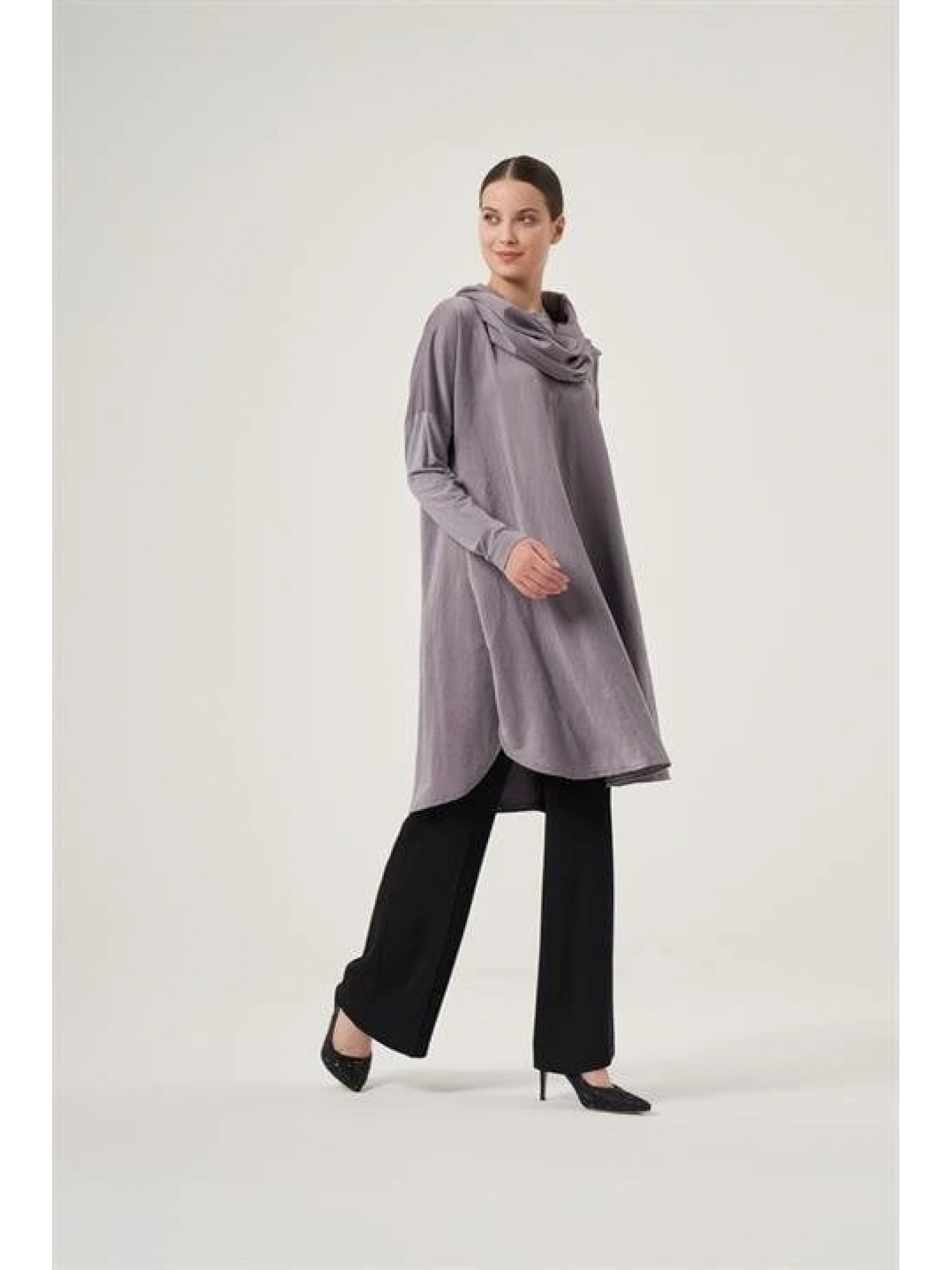 Misswhence Sırtı Fermuarlı Şal Yaka Viscon Tunik 34030