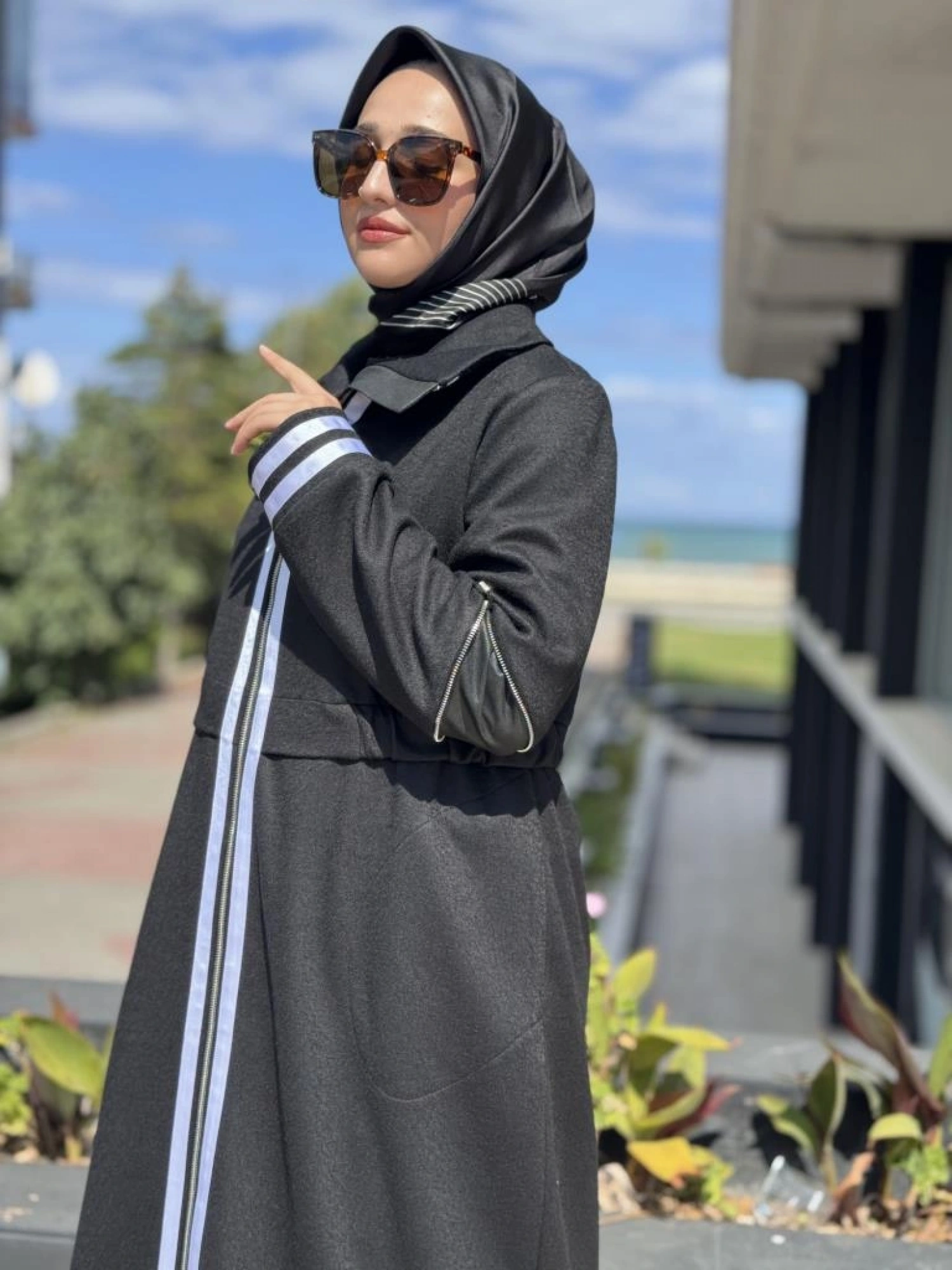 Misswhence Spor Çizgi Detaylı Keçe Pardesü 38503