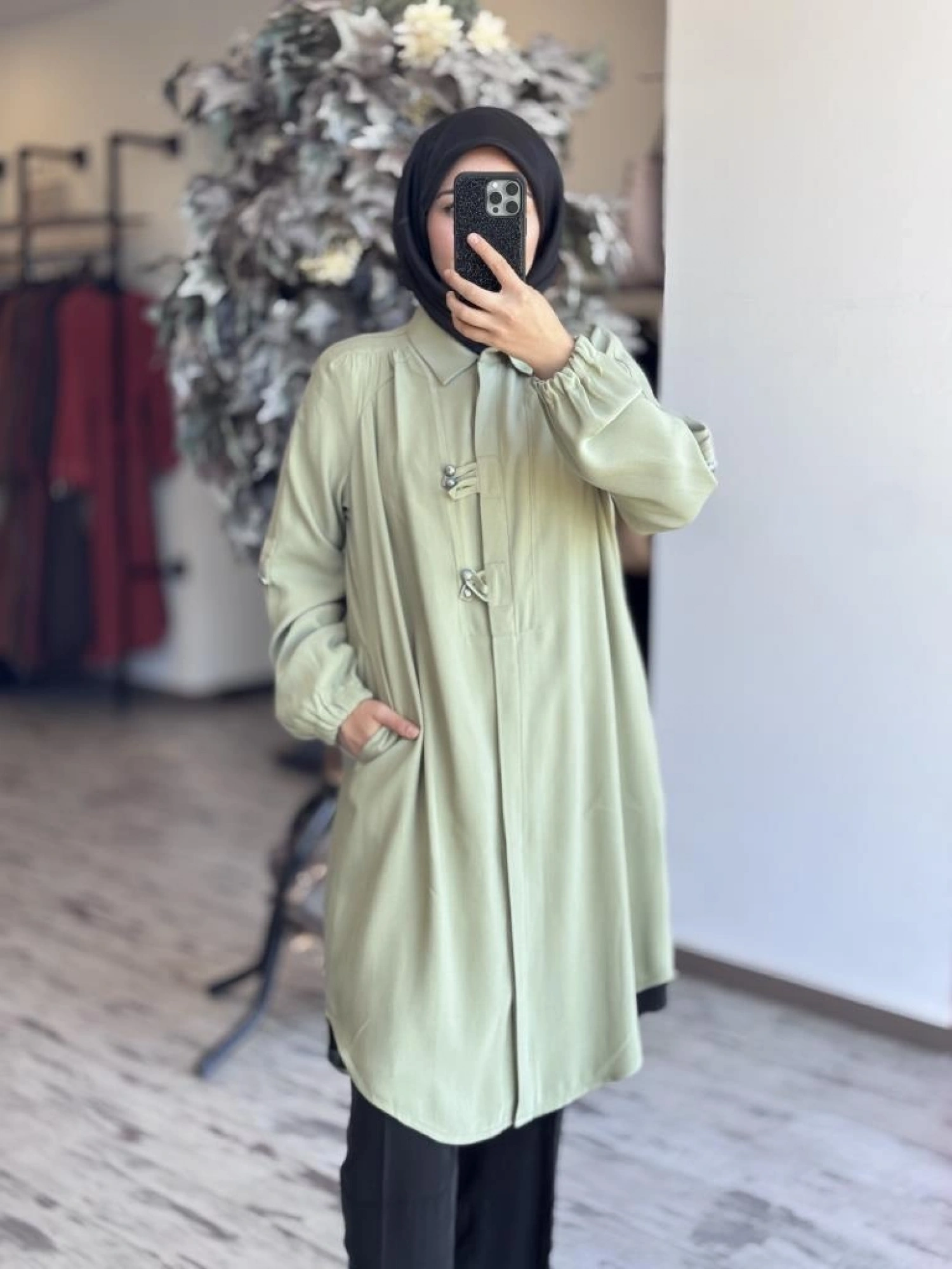 Misswhence Tencel Çıtçıtlı Gömlek / Kap