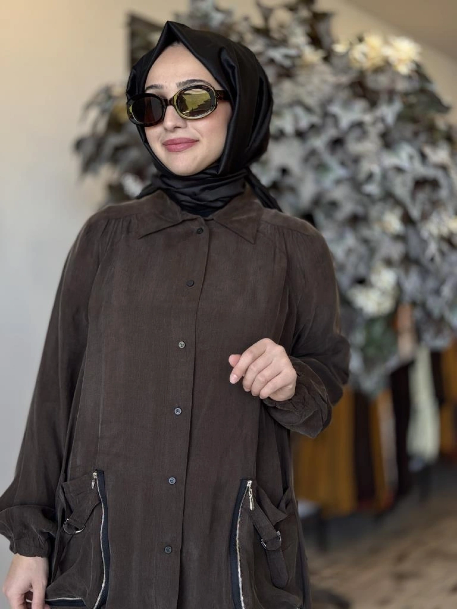 Misswhence Torba Cepli Çıtçıtlı Cupra İpek Gömlek 37302