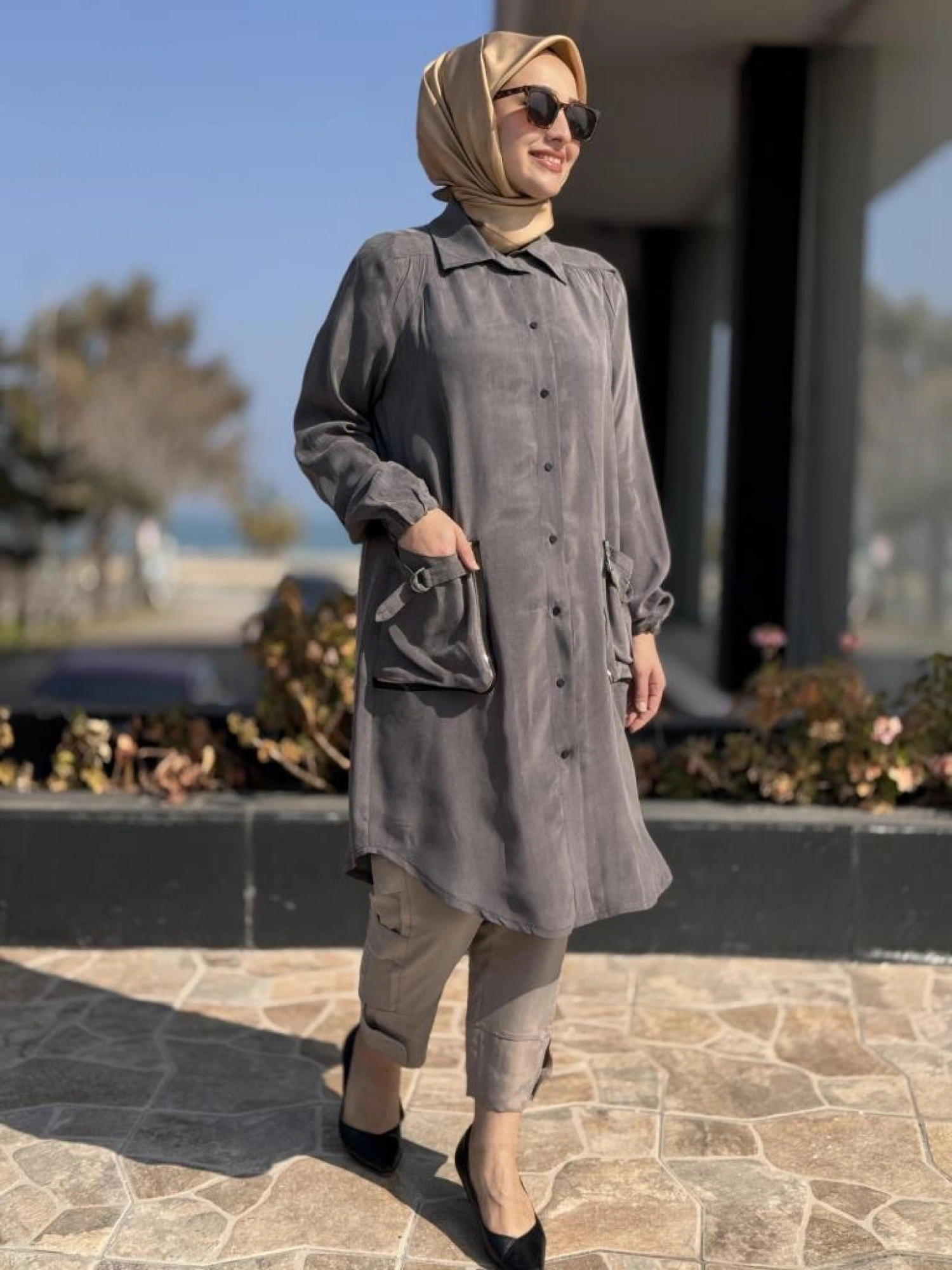 Misswhence Torba Cepli Çıtçıtlı Cupra İpek Gömlek 37302