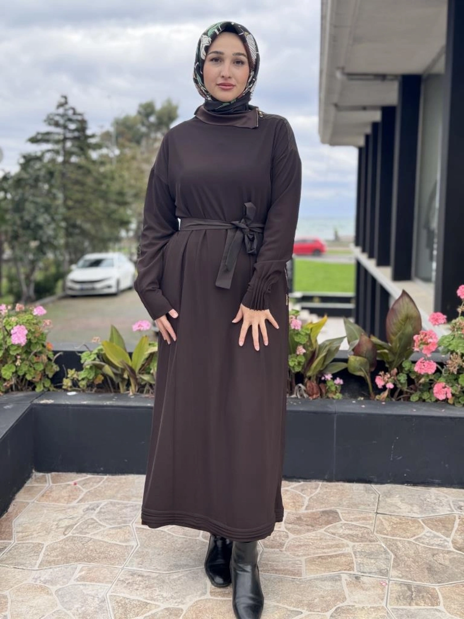 Misswhence Yaka ve Cep Fermuar Detaylı Örme Elbise 38822