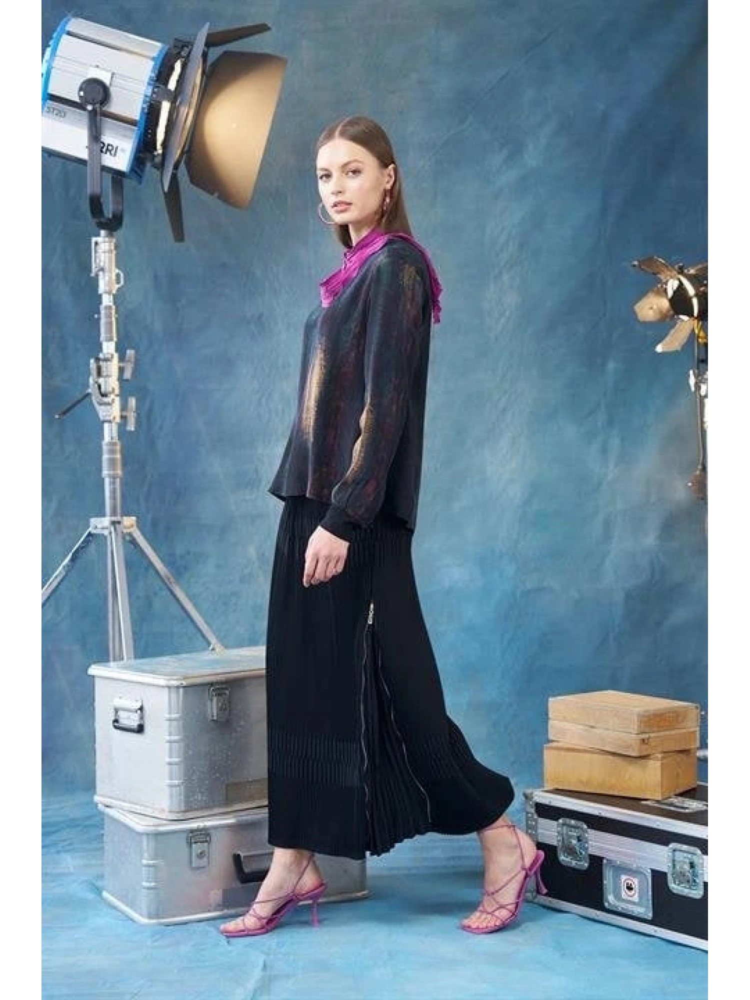 Misswhence Yandan Fermuarlı Pliseli Etek ( KİREMİT-YEŞİL VE ZÜMRÜT İÇİN GEÇERLİ)34903