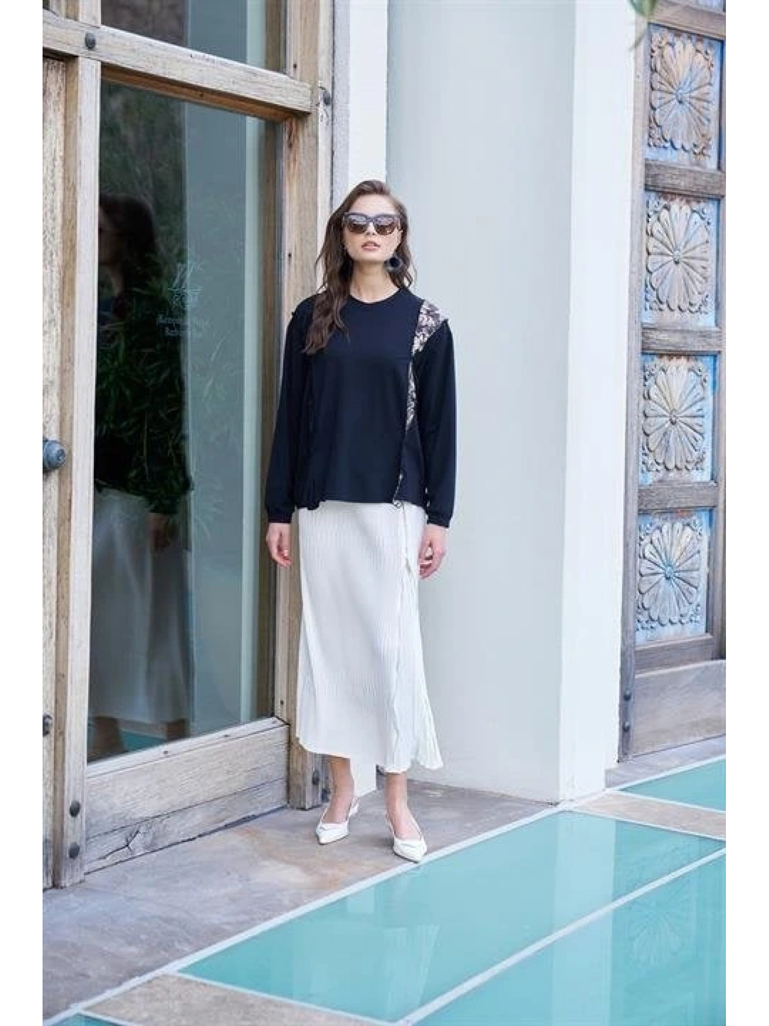 Misswhence Yandan Fermuarlı Pliseli Etek ( KİREMİT-YEŞİL VE ZÜMRÜT İÇİN GEÇERLİ)34903